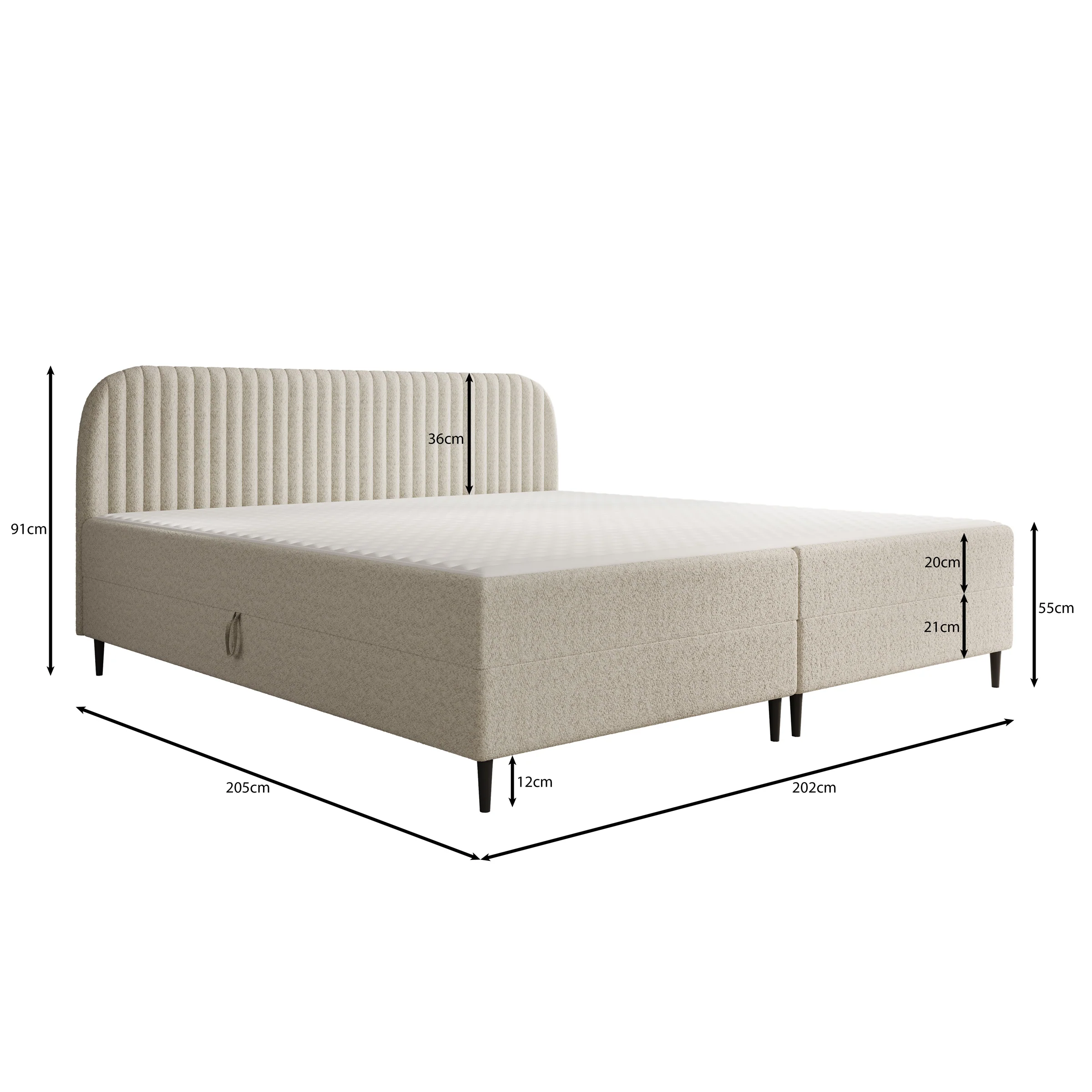 Bosque - Boxspring met opbergruimte - Teddystof zwart - 200x200 cm - Image 4