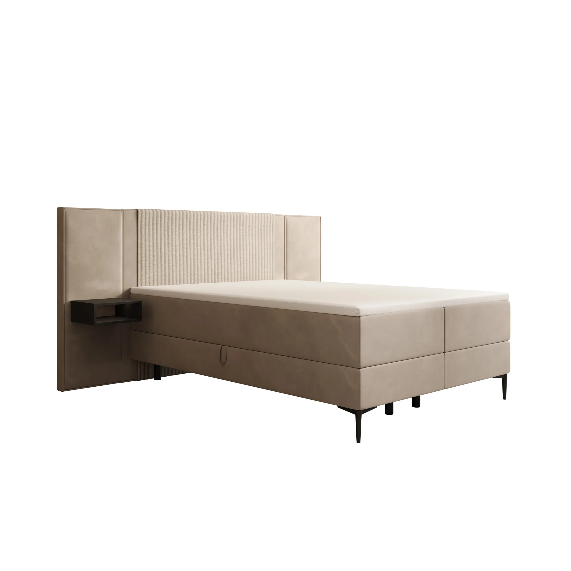 Boyd - Boxspring met nachtkastjes en LED - Velvet beige - 140x200 cm - Image 5