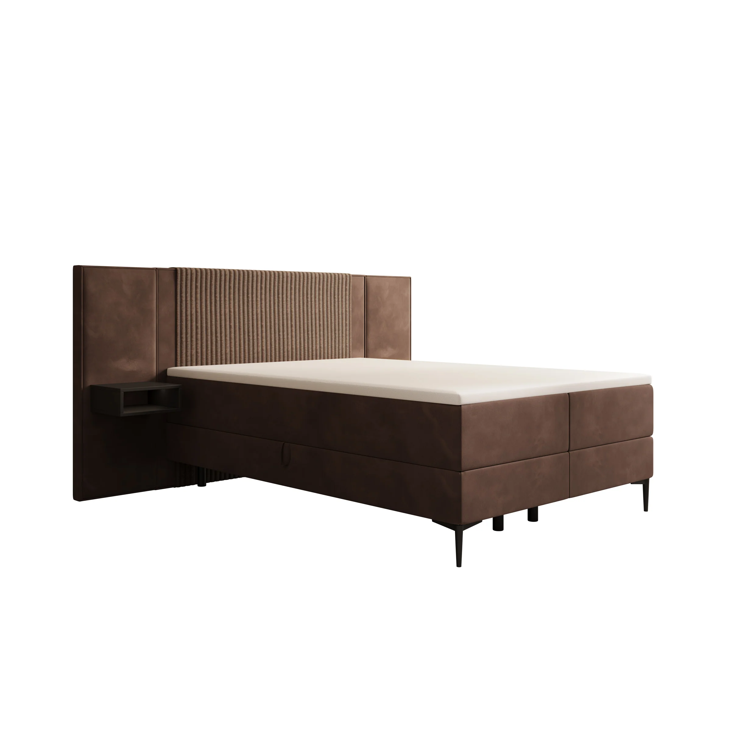 Boyd - Boxspring met nachtkastjes en LED - Velvet bruin - 140x200 cm - Image 5
