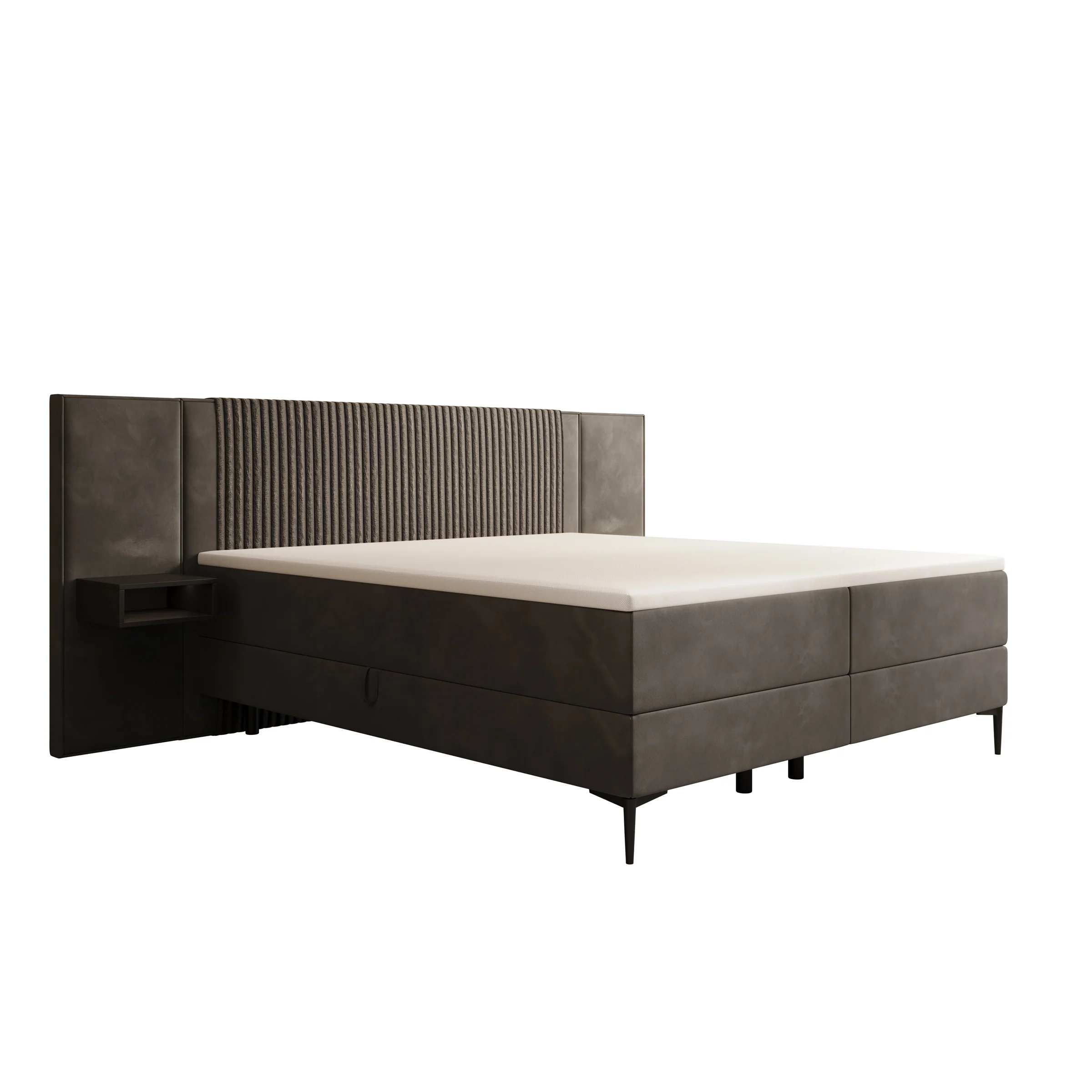 Boyd - Boxspring met nachtkastjes en LED - Velvet zwart - 180x200 cm - Image 5