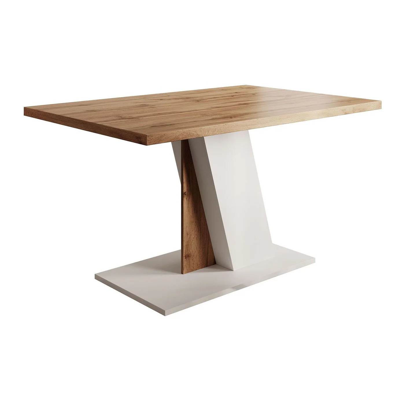 Brand - Eetkamertafel - Eiken/wit - 138x90x76 cm - Image 4