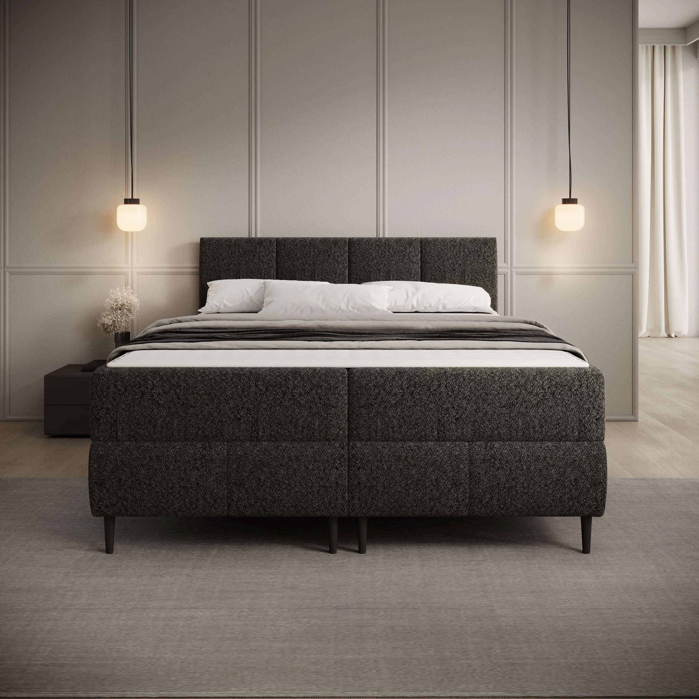 Brisa - Boxspring met opbergruimte - Teddystof zwart - 140x200 cm - Image 3