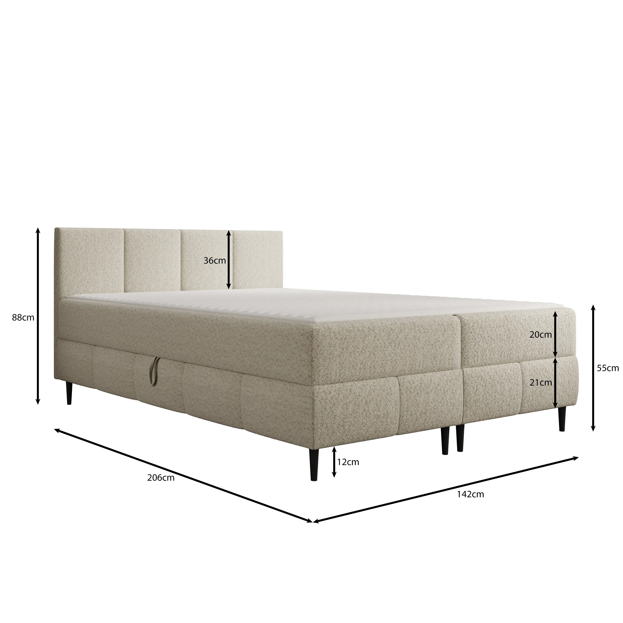 Brisa - Boxspring met opbergruimte - Teddystof zwart - 140x200 cm - Image 4