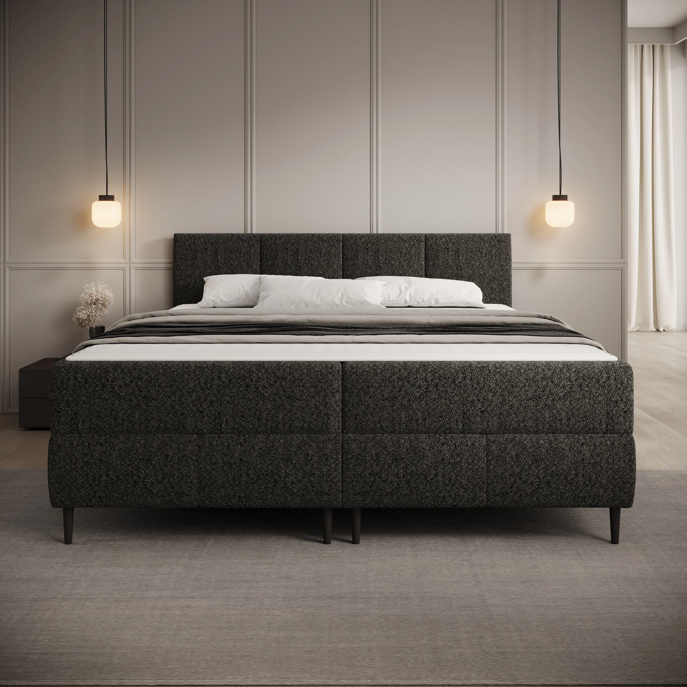 Brisa - Boxspring met opbergruimte - Teddystof zwart - 160x200 cm - Image 3