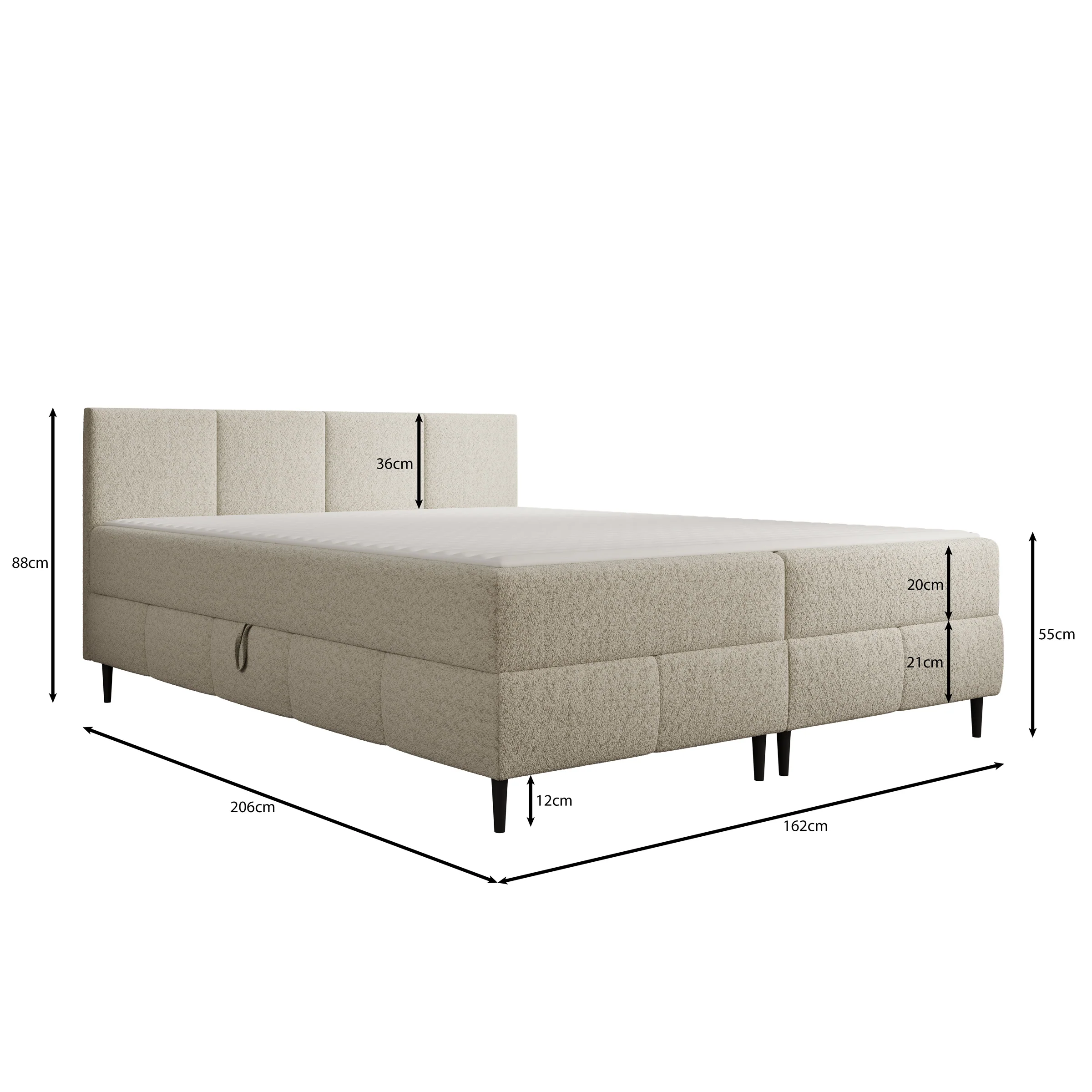 Brisa - Boxspring met opbergruimte - Teddystof zwart - 160x200 cm - Image 4