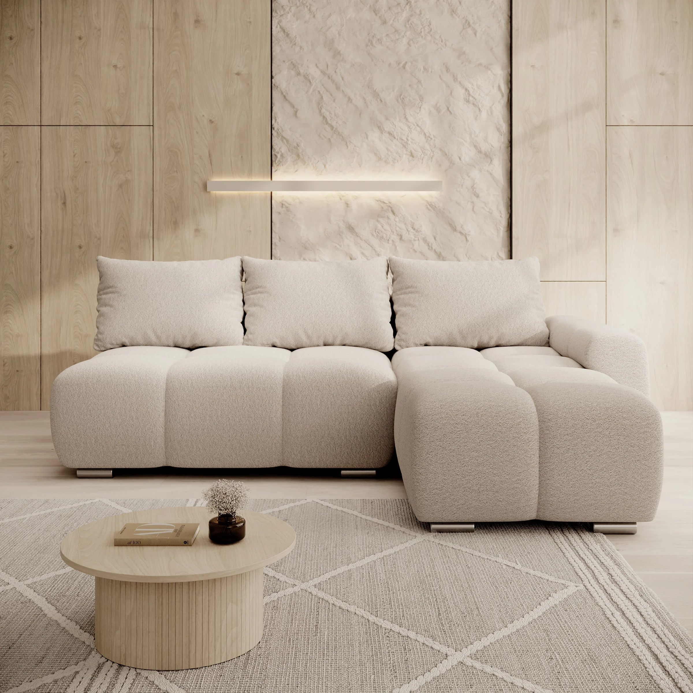 Broome - Hoekbank 3-zits - Beige teddystof - Rechts - Image 2