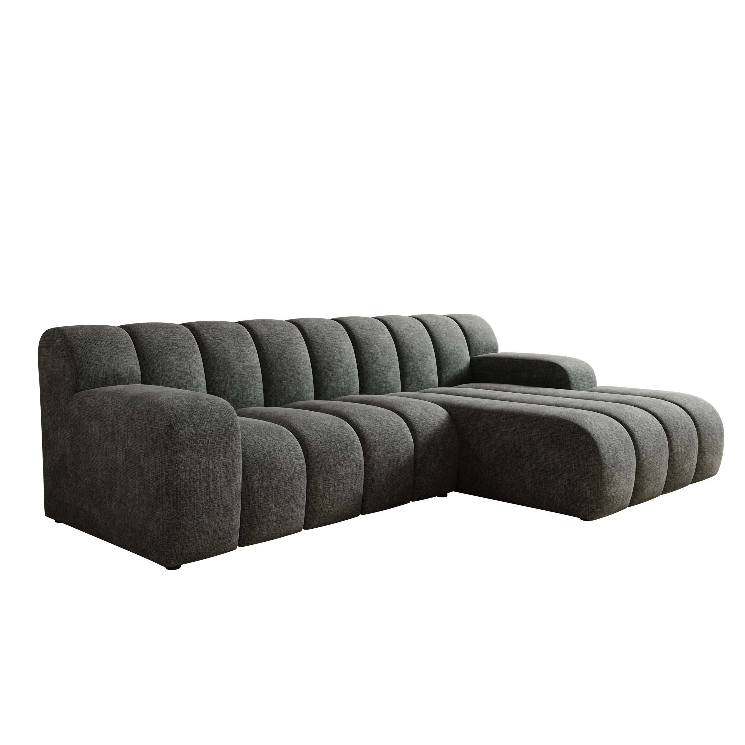Brunello - Hoekbank 3-zits met chaise longue - Stof zwart - Rechts - Image 5