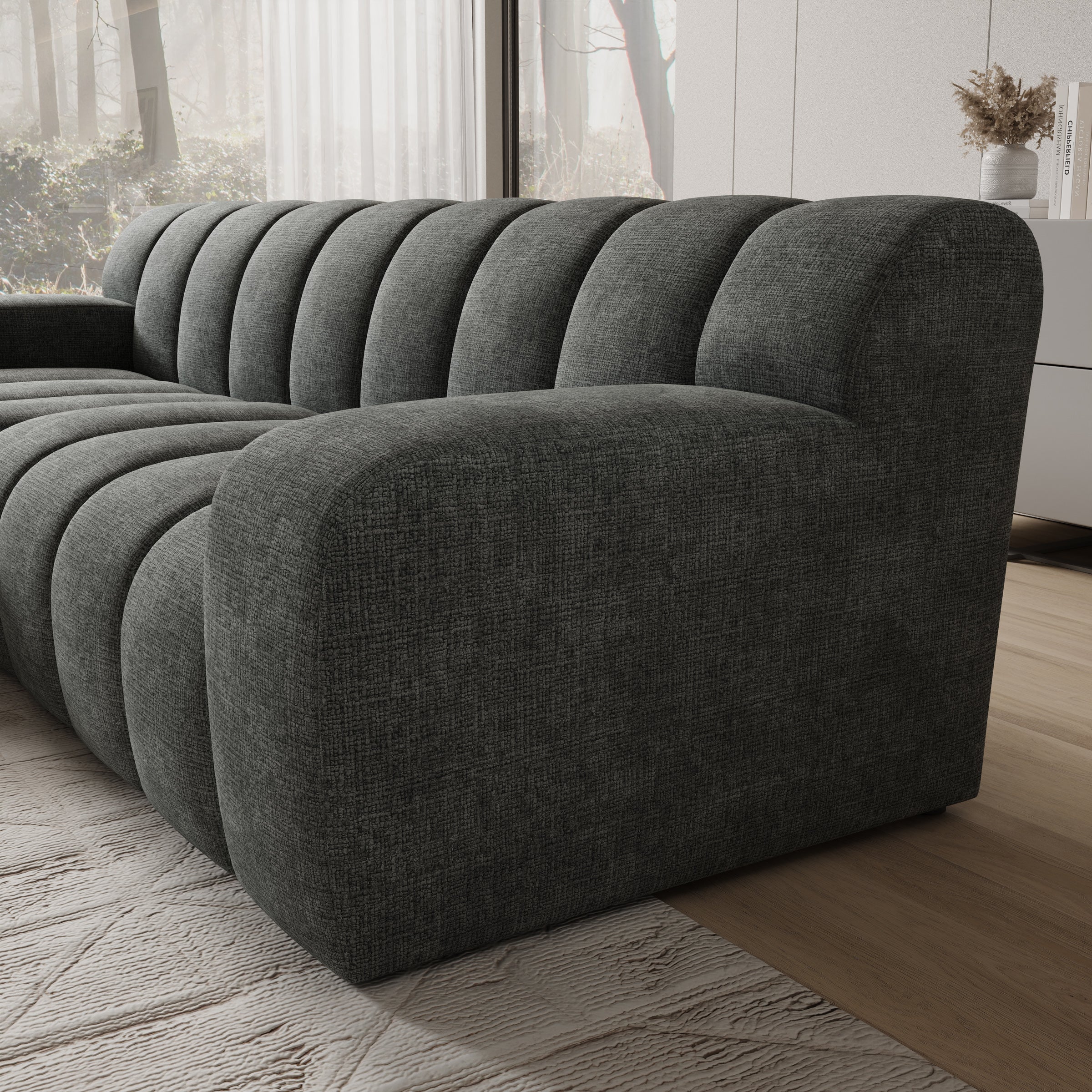 Brunello - Hoekbank 3-zits met chaise longue - Stof zwart - Links - Image 3