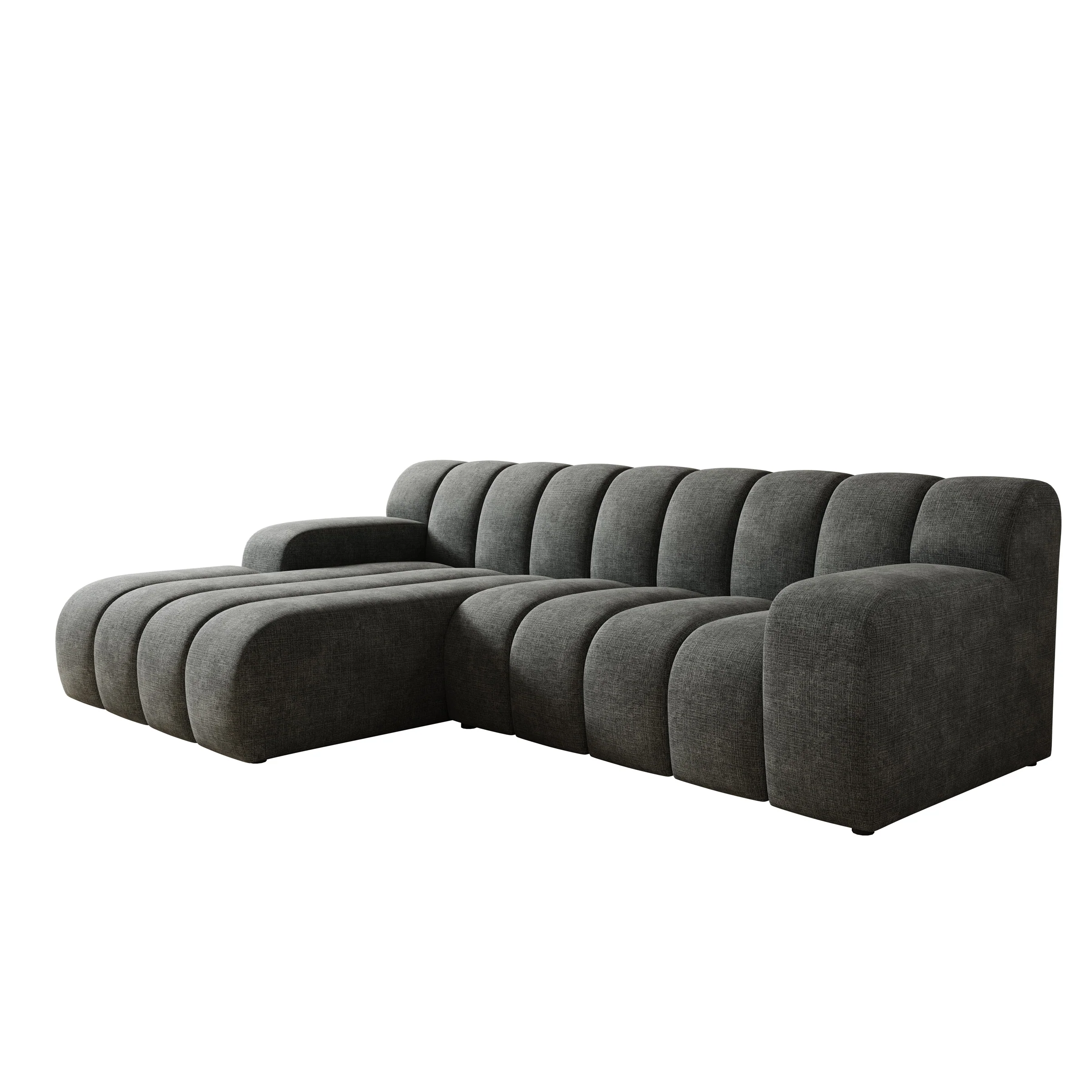 Brunello - Hoekbank 3-zits met chaise longue - Stof zwart - Links - Image 5