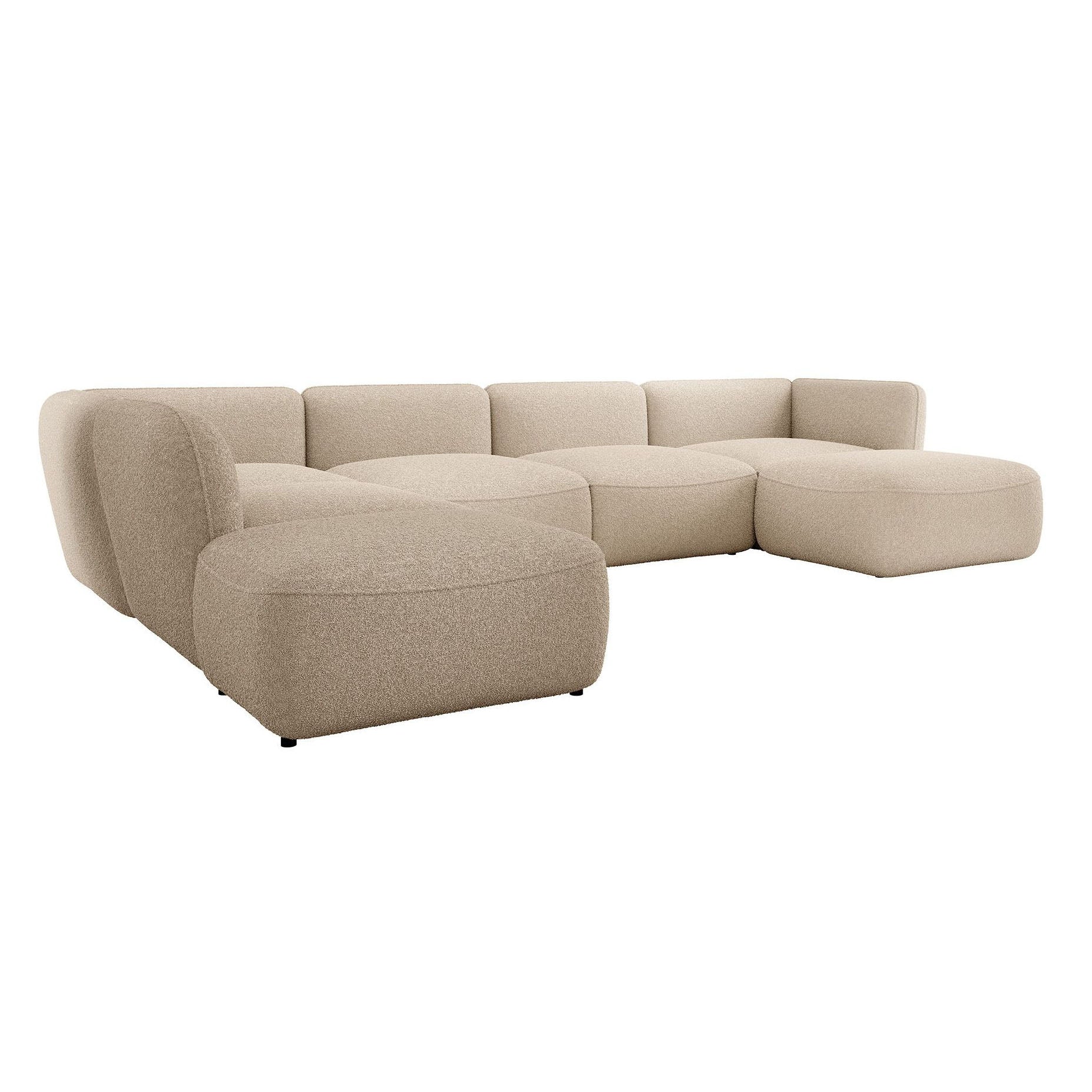 Caesar - Hoekbank 5-zits met chaise longue - Teddystof beige - Links - 372x218x75 cm - Image 6