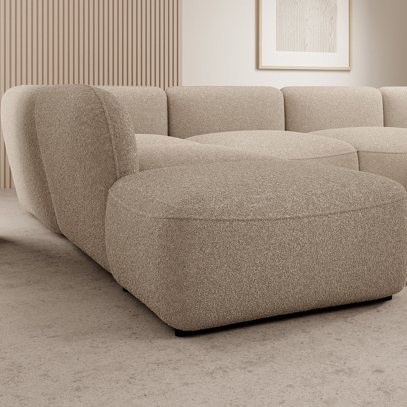 Caesar - Hoekbank 5-zits met chaise longue - Teddystof taupe - Links - Image 3