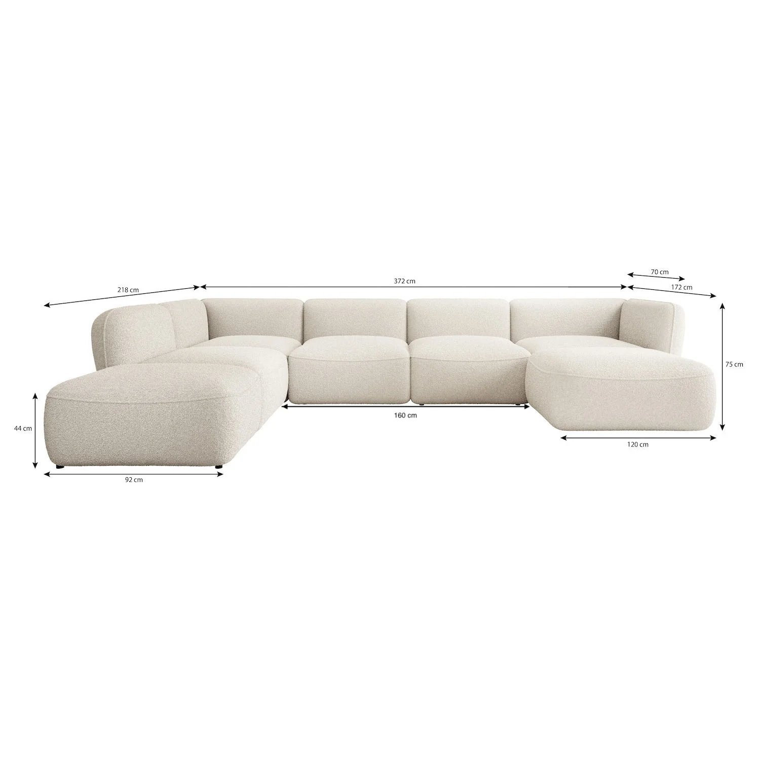 Caesar - Hoekbank 5-zits met chaise longue - Teddystof taupe - Links - Image 5