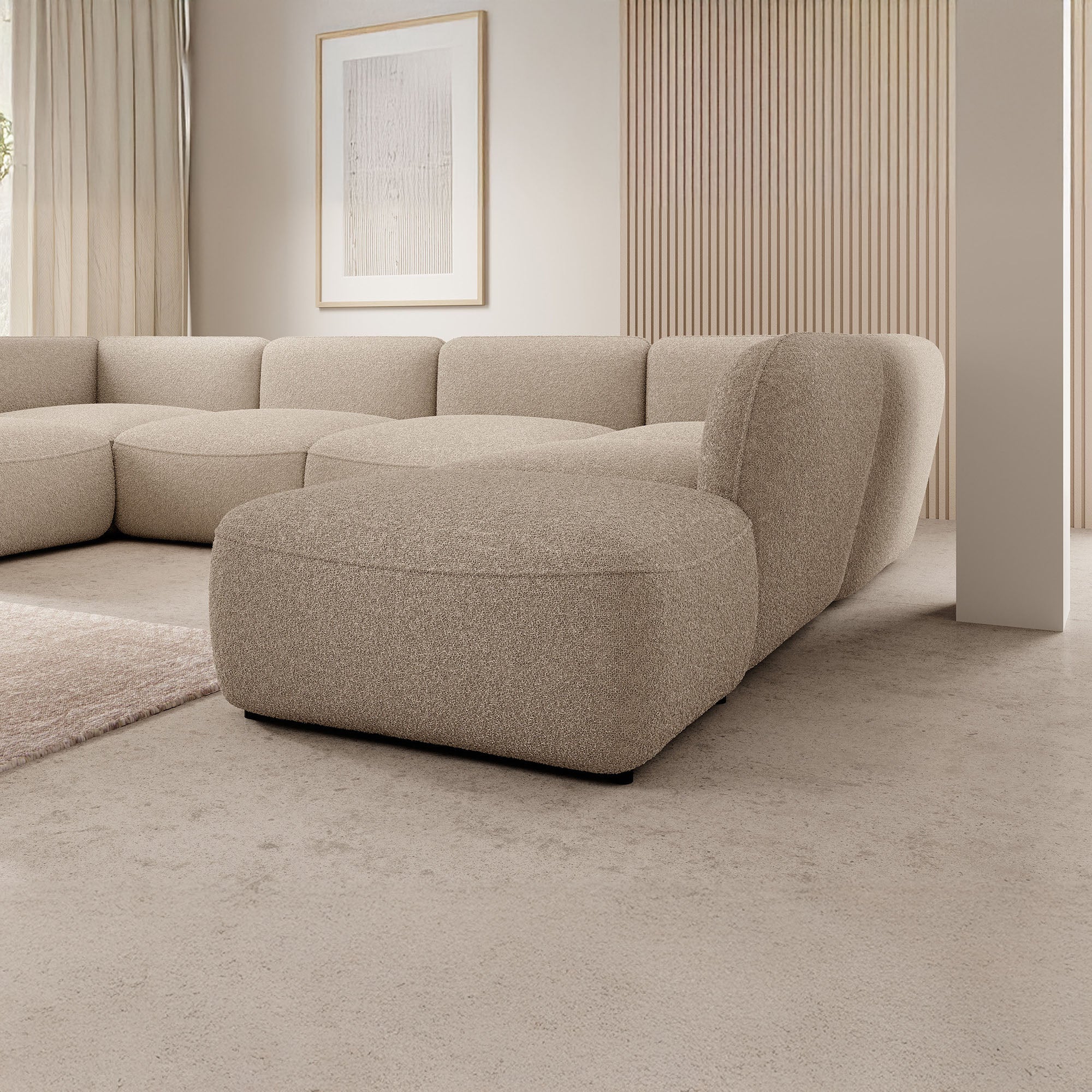 Caesar - Hoekbank 5-zits met chaise longue - Teddystof taupe - Rechts - Image 3