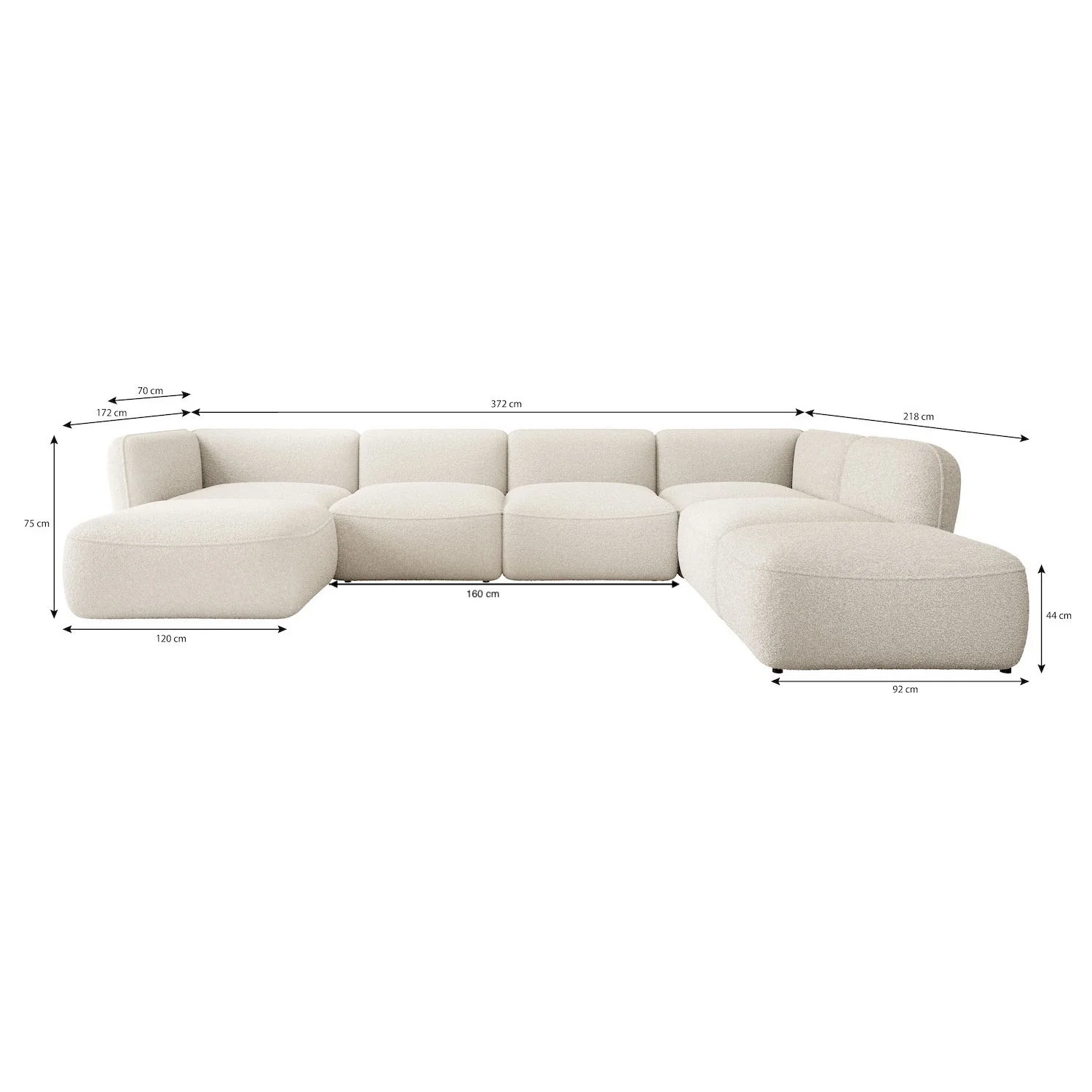 Caesar - Hoekbank 5-zits met chaise longue - Teddystof taupe - Rechts - Image 5