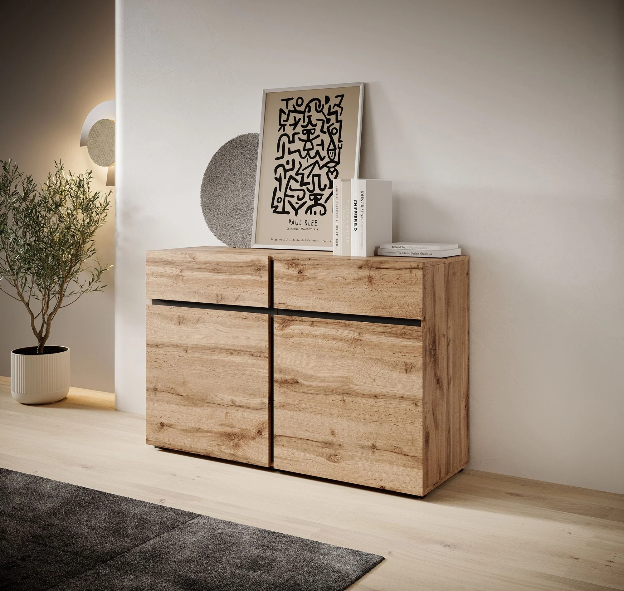 Cainan - Dressoir - Eiken/zwart - 119x40x78 cm