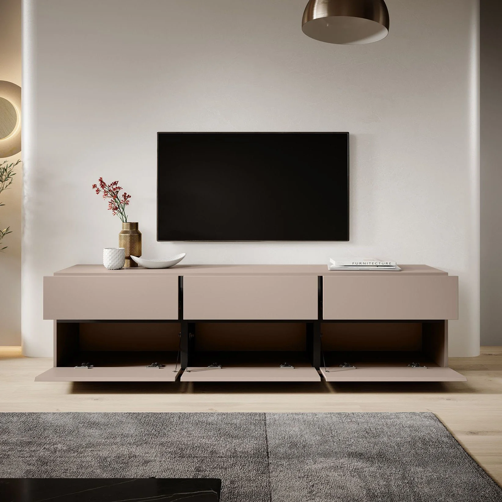 Cainan - TV-Meubel - met 3 lades - Beige - 180 cm - Image 2