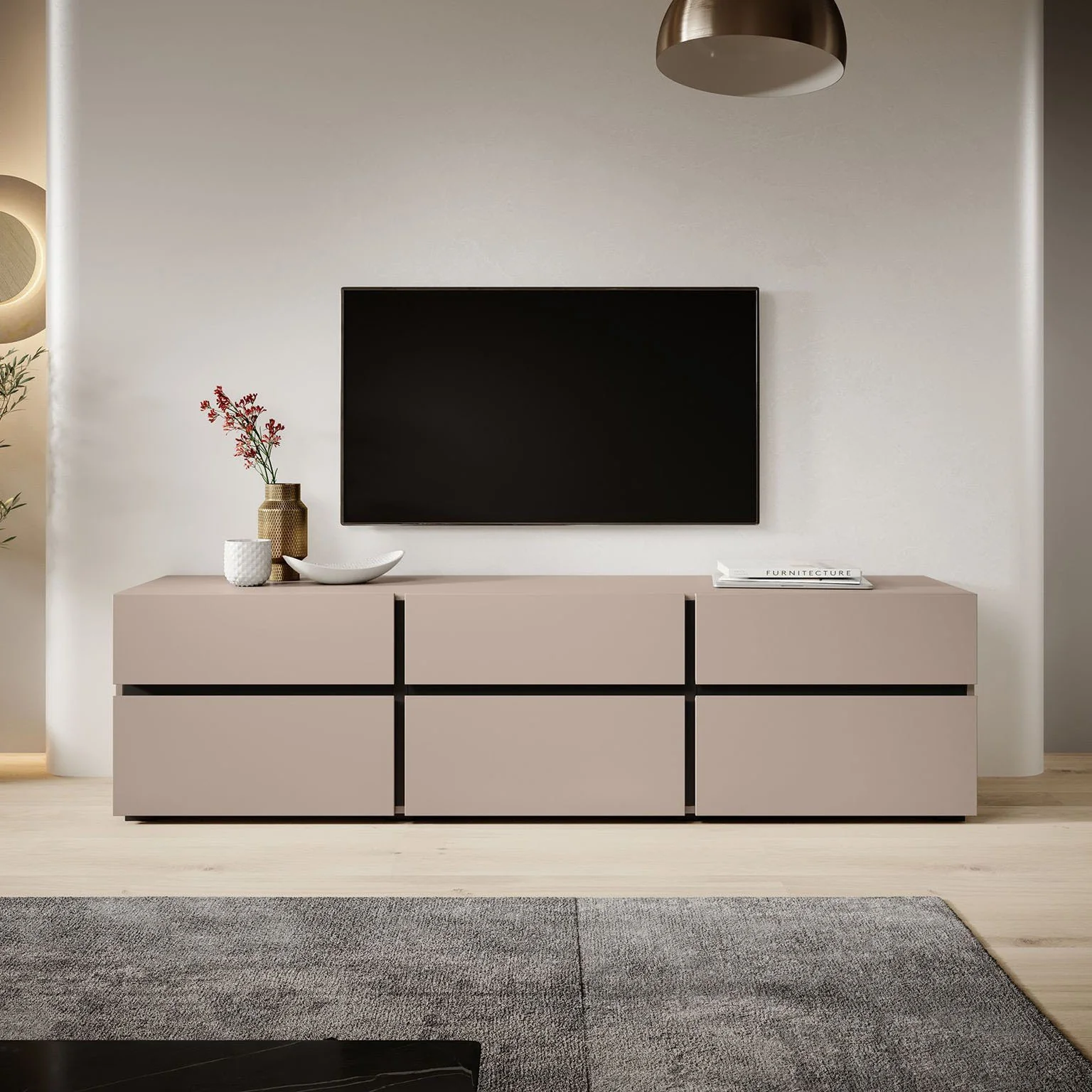 Cainan - TV-Meubel - met 3 lades - Beige - 180 cm - Image 3