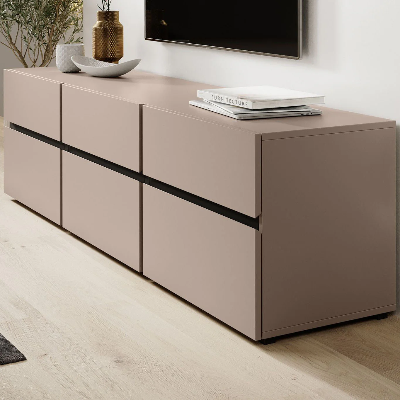 Cainan - TV-Meubel - met 3 lades - Beige - 180 cm - Image 4