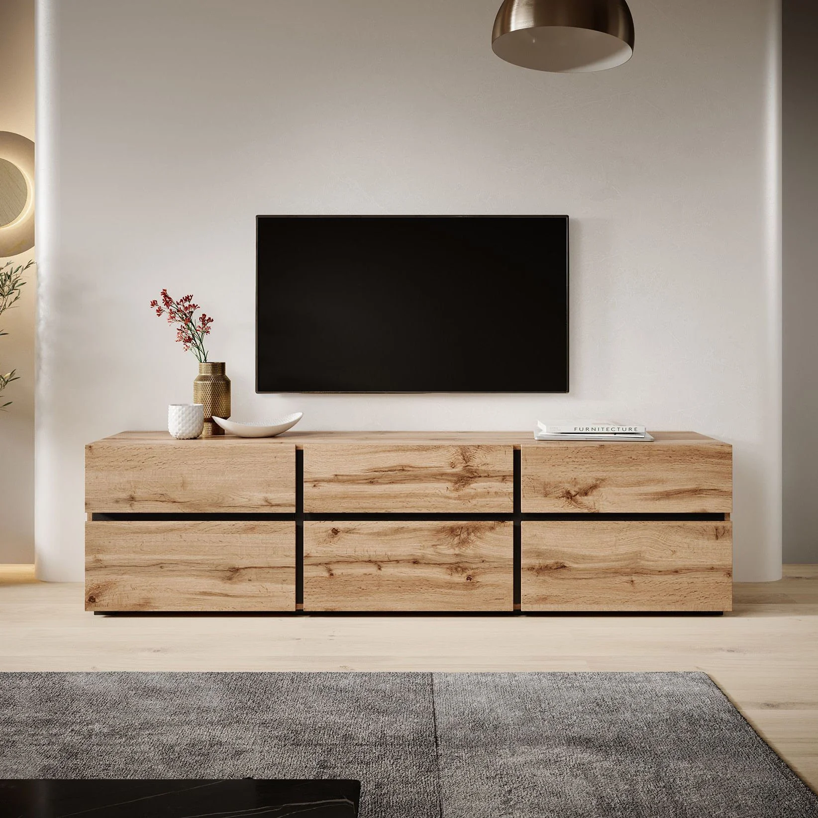 Cainan - TV-Meubel - met 3 lades - Eiken  - 180 cm - Image 3