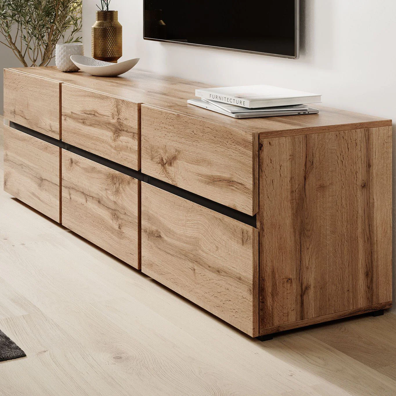 Cainan - TV-Meubel - met 3 lades - Eiken  - 180 cm - Image 4