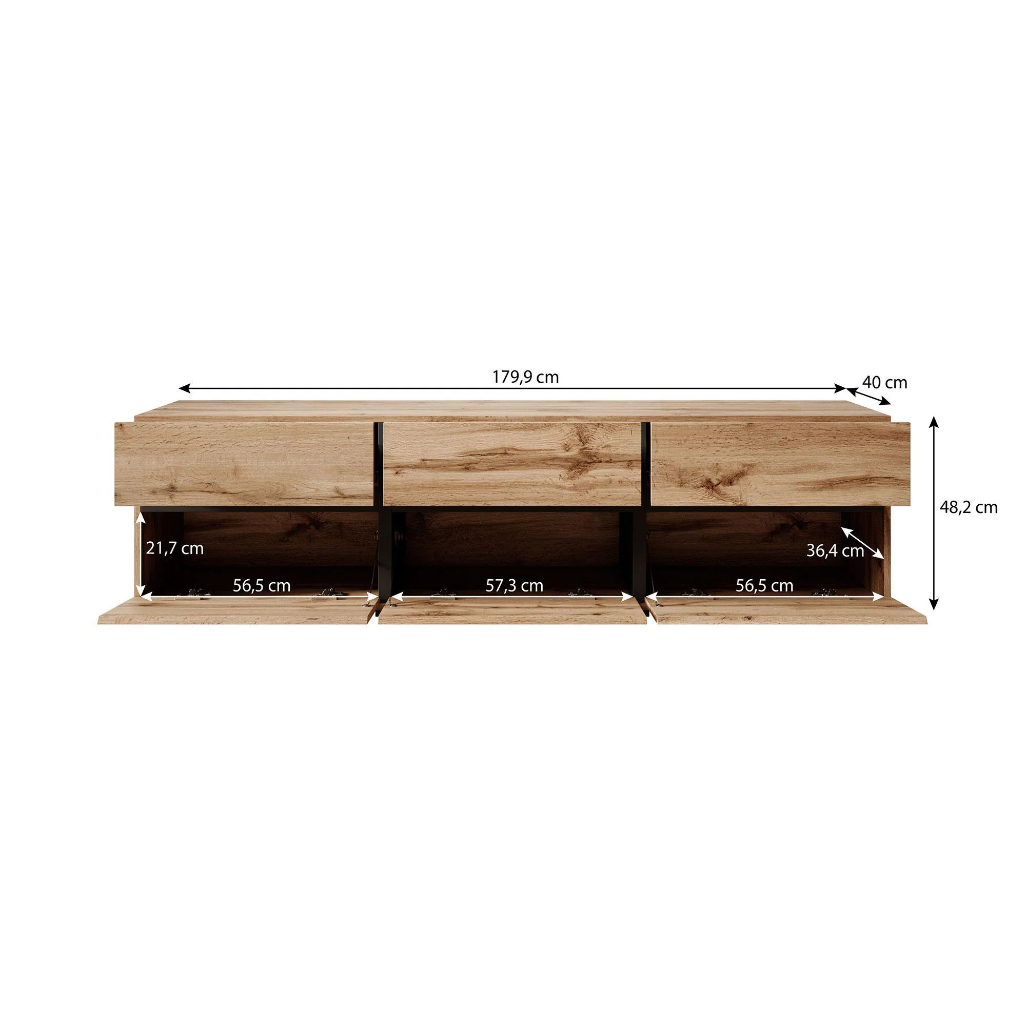 Cainan - TV-Meubel - met 3 lades - Eiken  - 180 cm - Image 5