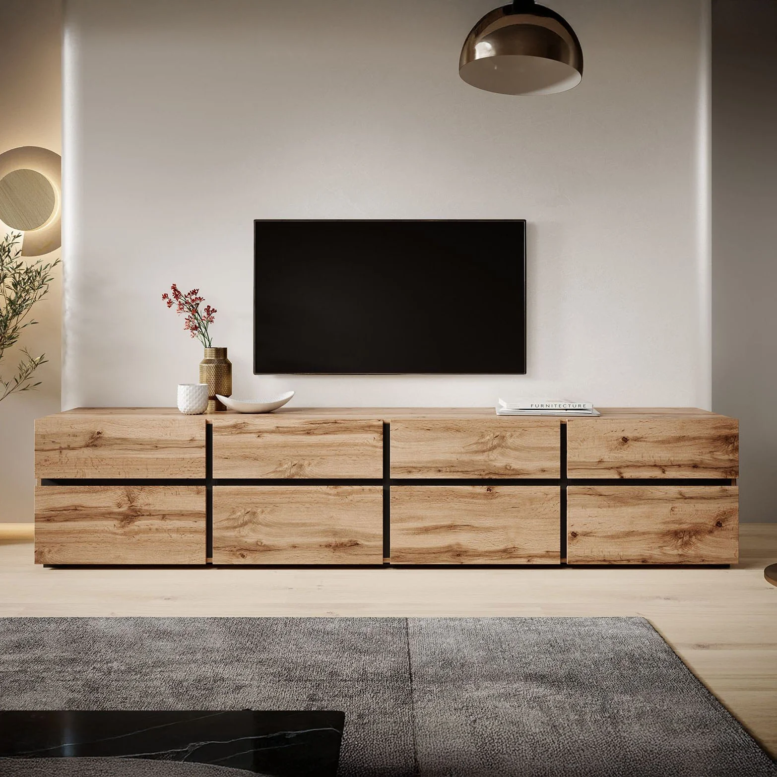 Cainan - TV-Meubel - met 4 lades - Eiken  - 225 cm - Image 3