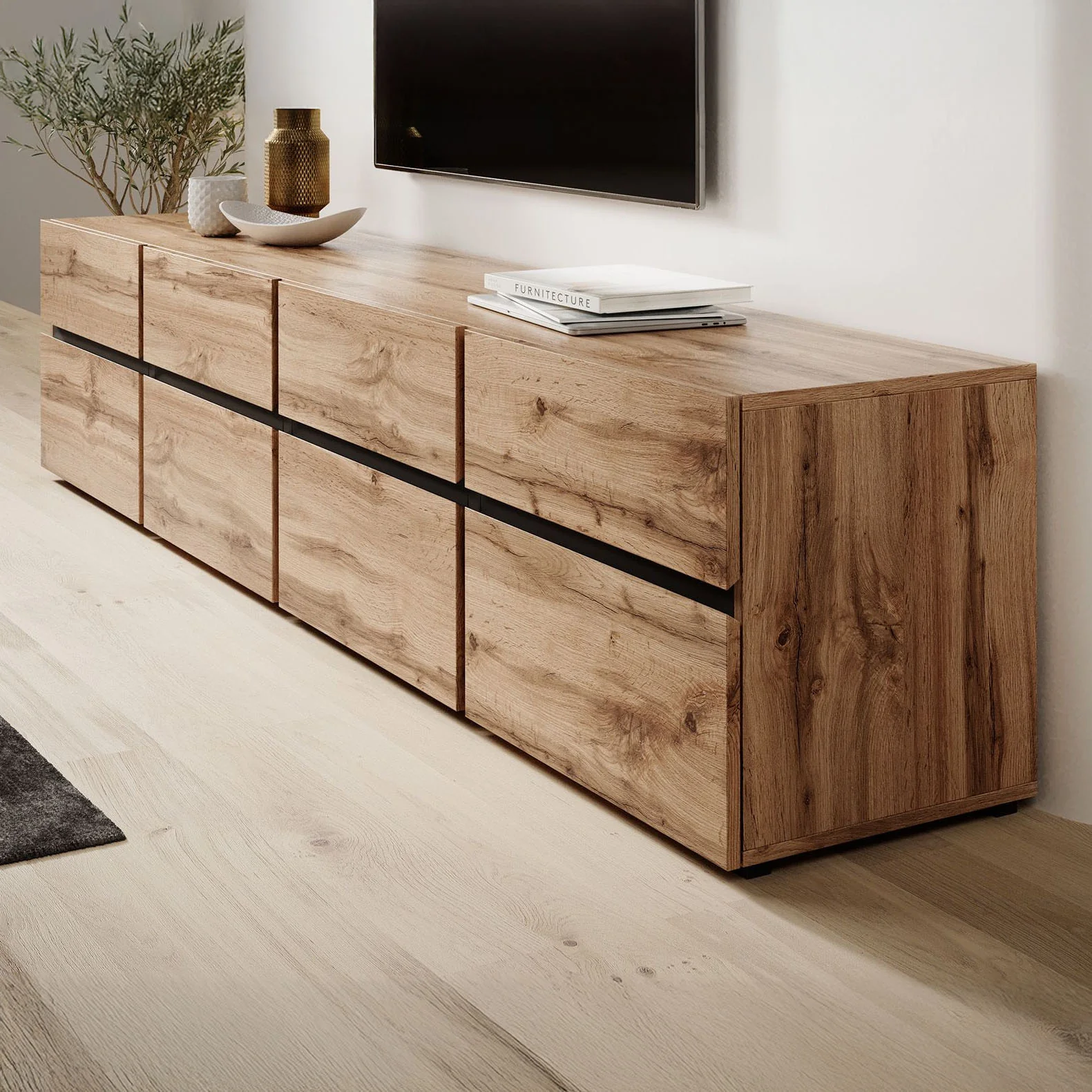 Cainan - TV-Meubel - met 4 lades - Eiken  - 225 cm - Image 4