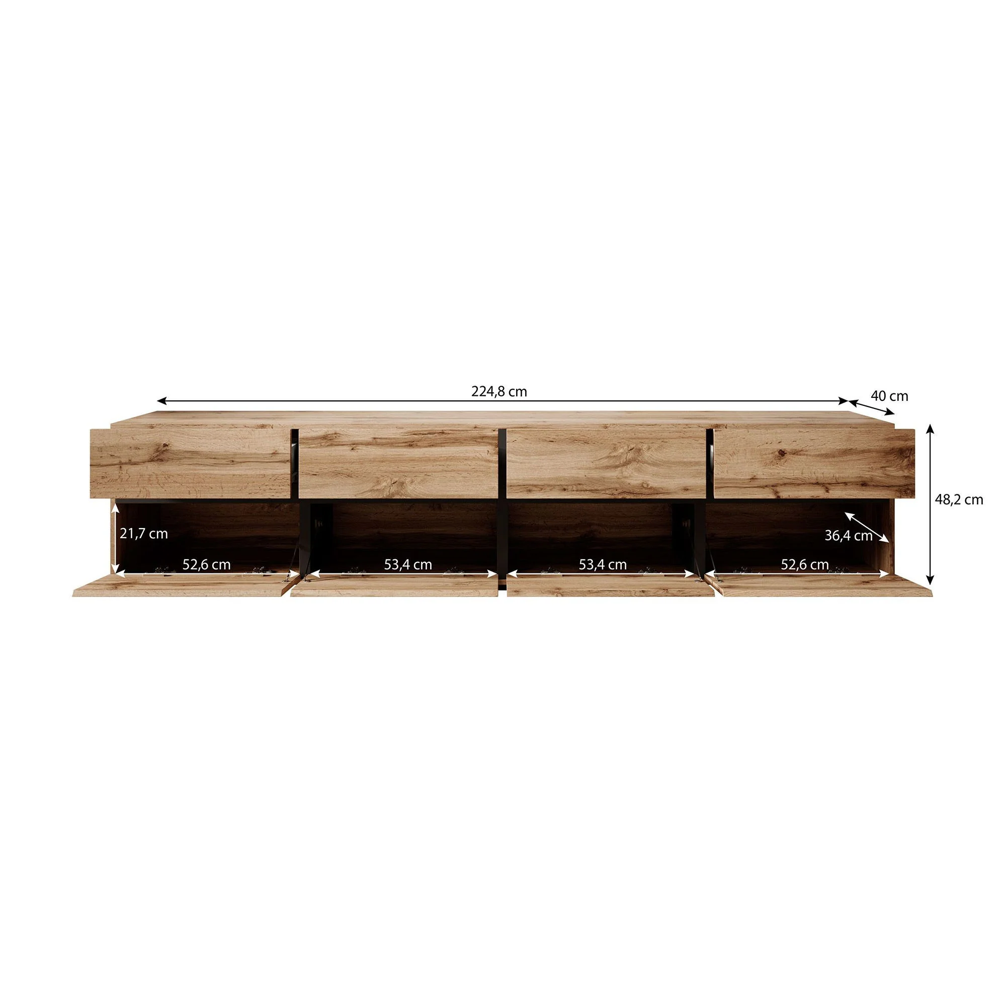 Cainan - TV-Meubel - met 4 lades - Eiken  - 225 cm - Image 5