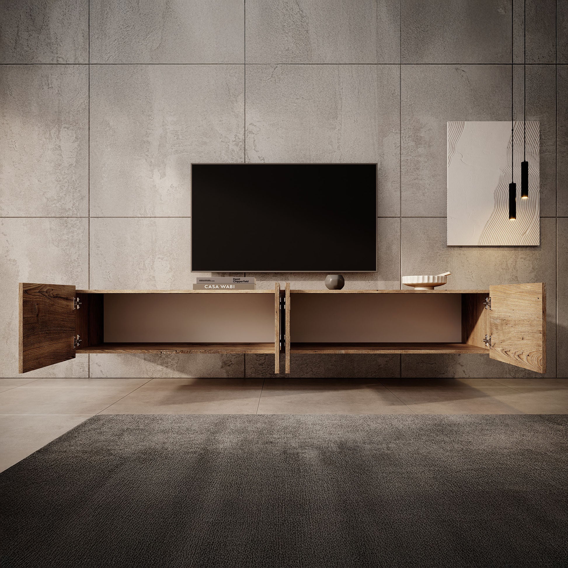 Calabas - TV-Meubel met 4 deuren - Kastanje - 200x43x37 cm - Image 2