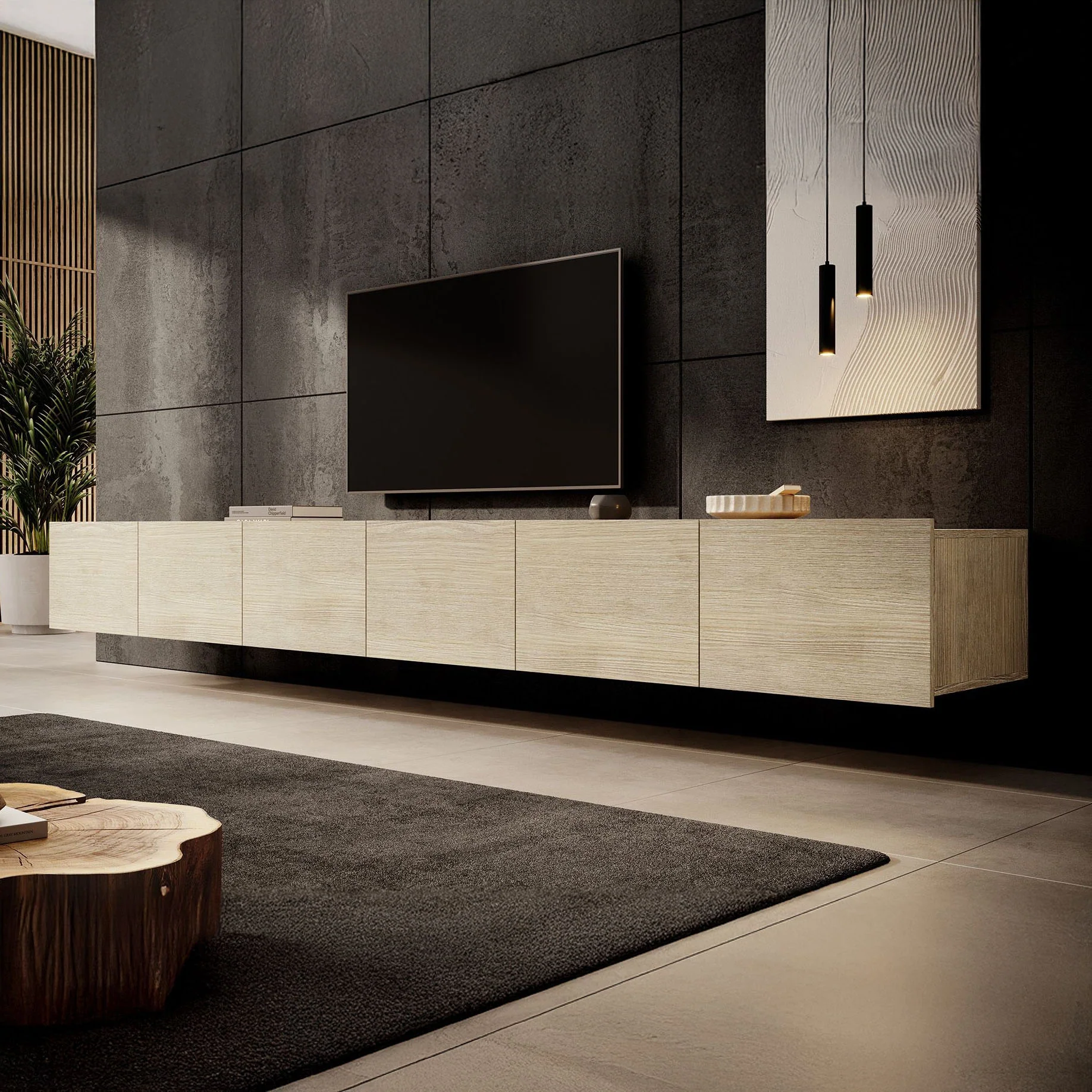 Calabas - TV-Meubel met 6 deuren - Eiken - 300x43x37 cm