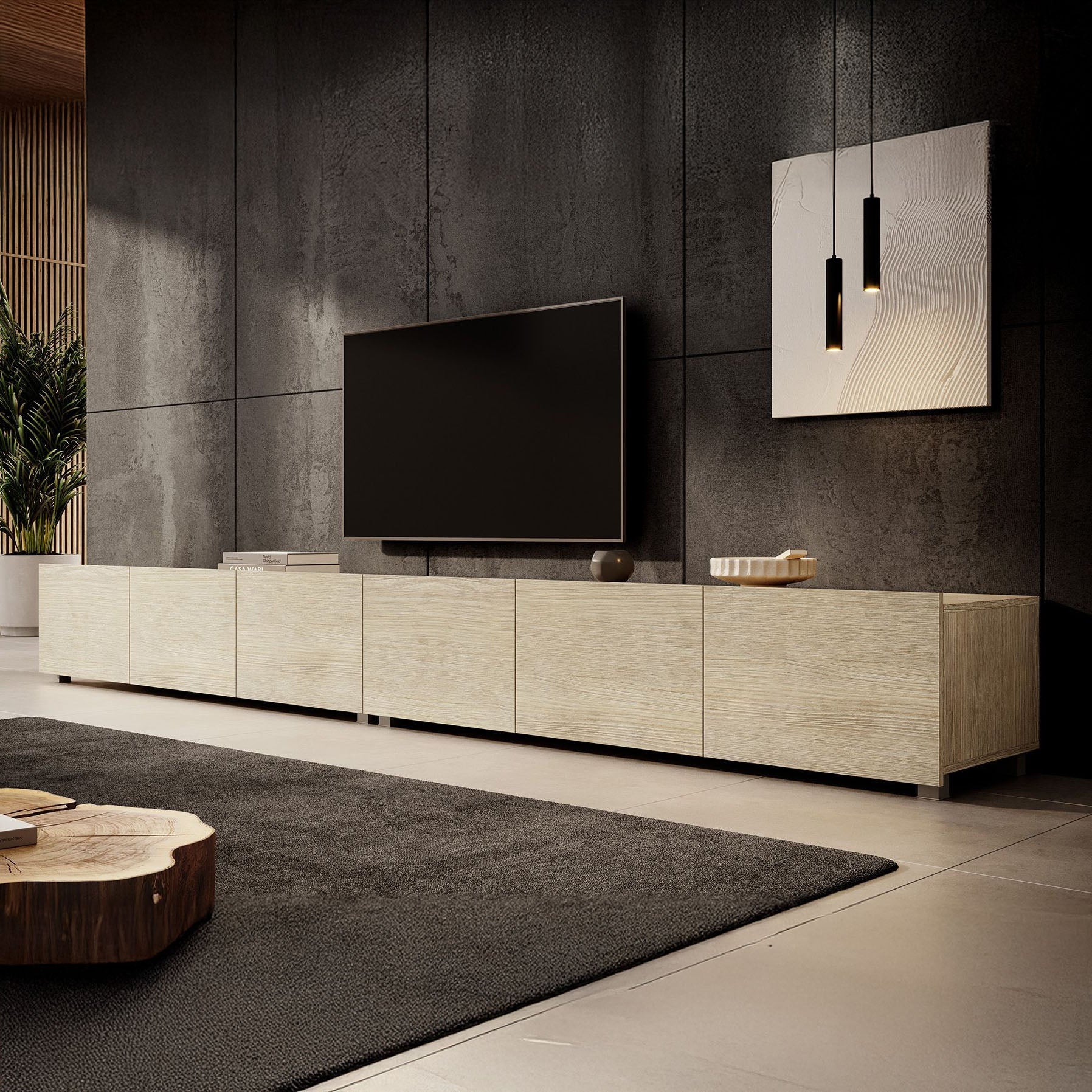 Calabas - TV-Meubel met 6 deuren - Eiken - 300x43x37 cm - Image 3