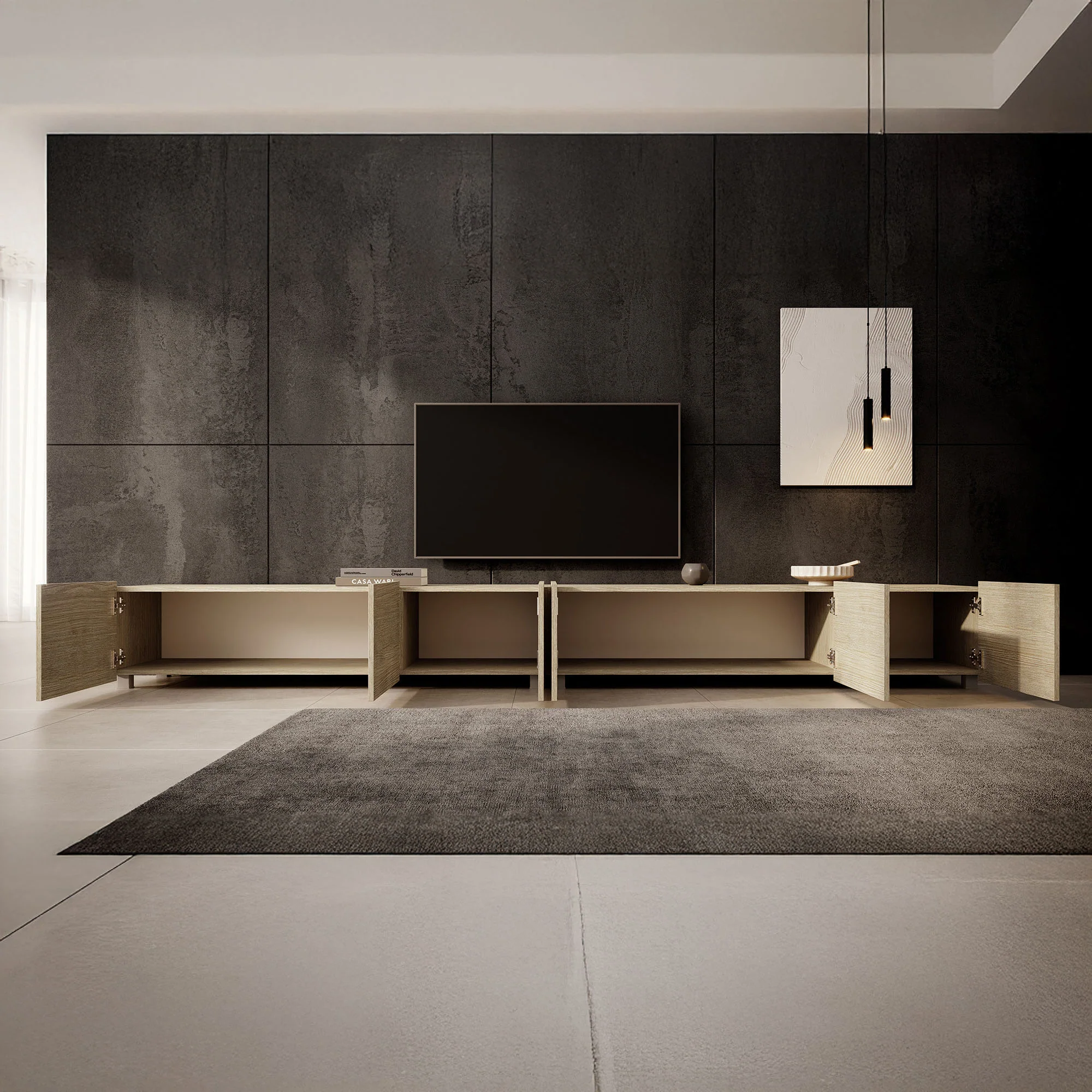 Calabas - TV-Meubel met 6 deuren - Eiken - 300x43x37 cm - Image 4