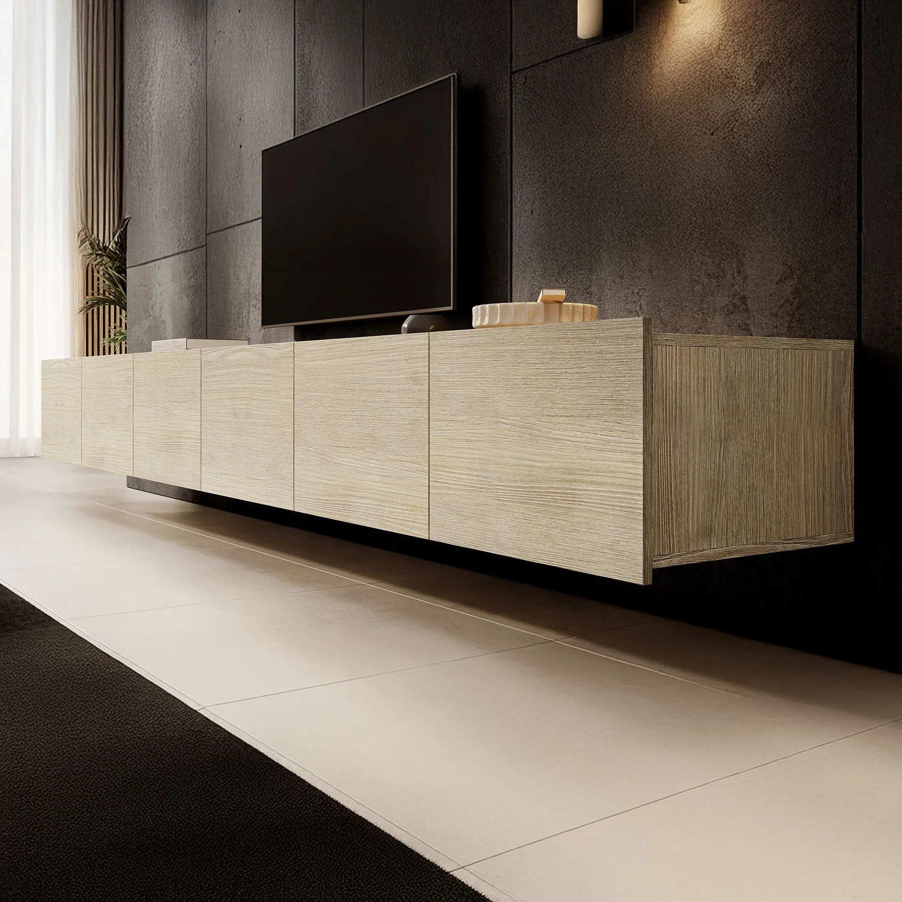 Calabas - TV-Meubel met 6 deuren - Eiken - 300x43x37 cm - Image 7