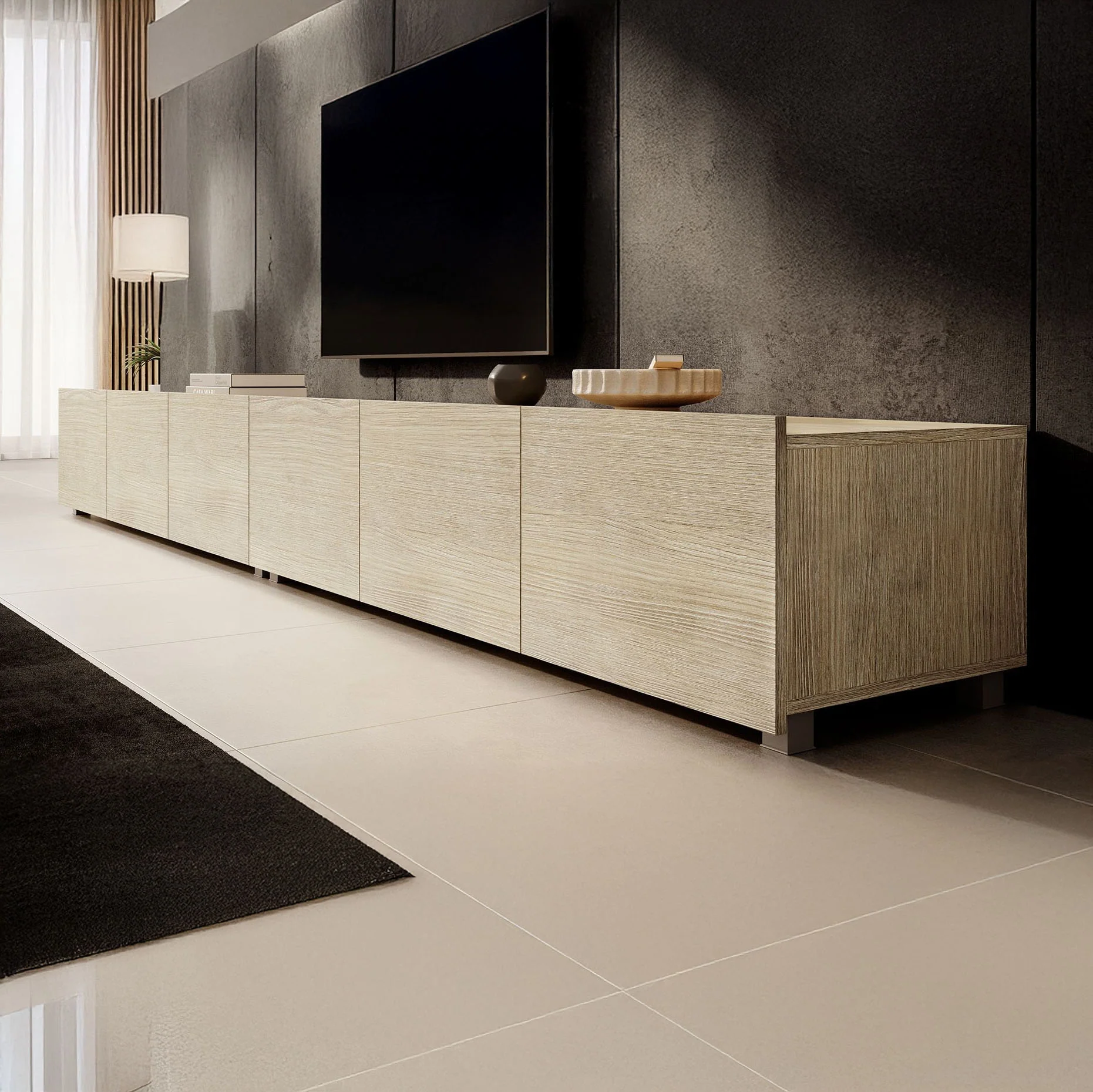 Calabas - TV-Meubel met 6 deuren - Eiken - 300x43x37 cm - Image 8