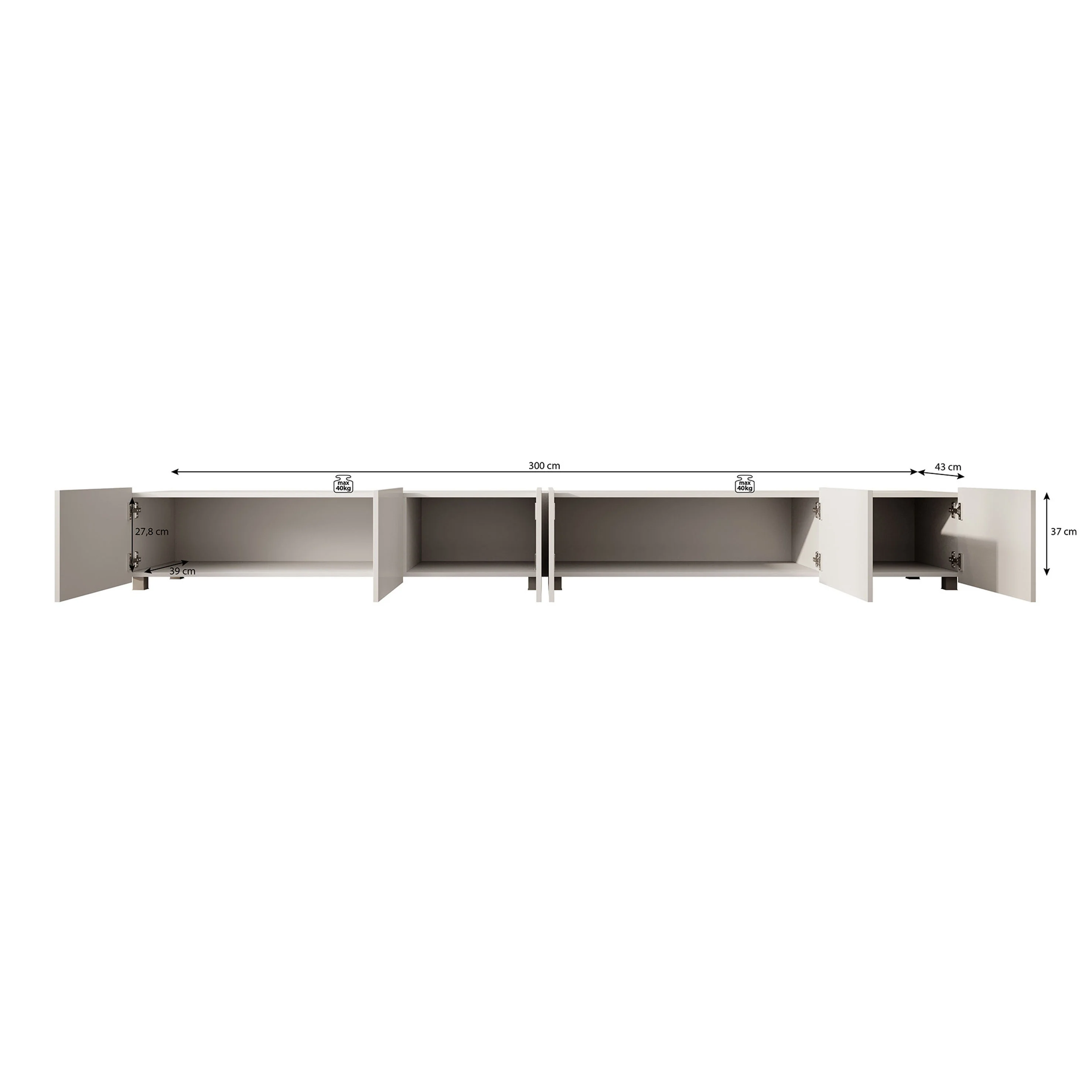 Calabas - TV-Meubel met 6 deuren - Eiken - 300x43x37 cm - Image 9