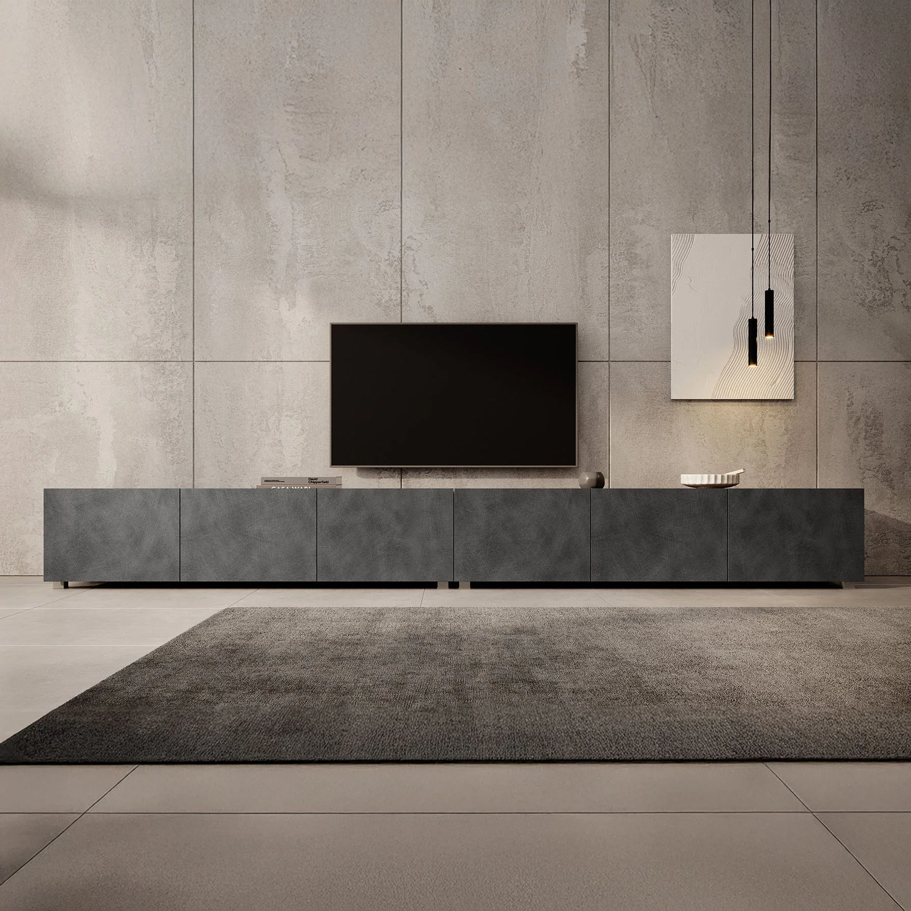 Calabas - TV-Meubel met 6 deuren - Grijs - 300x43x37 cm - Image 5