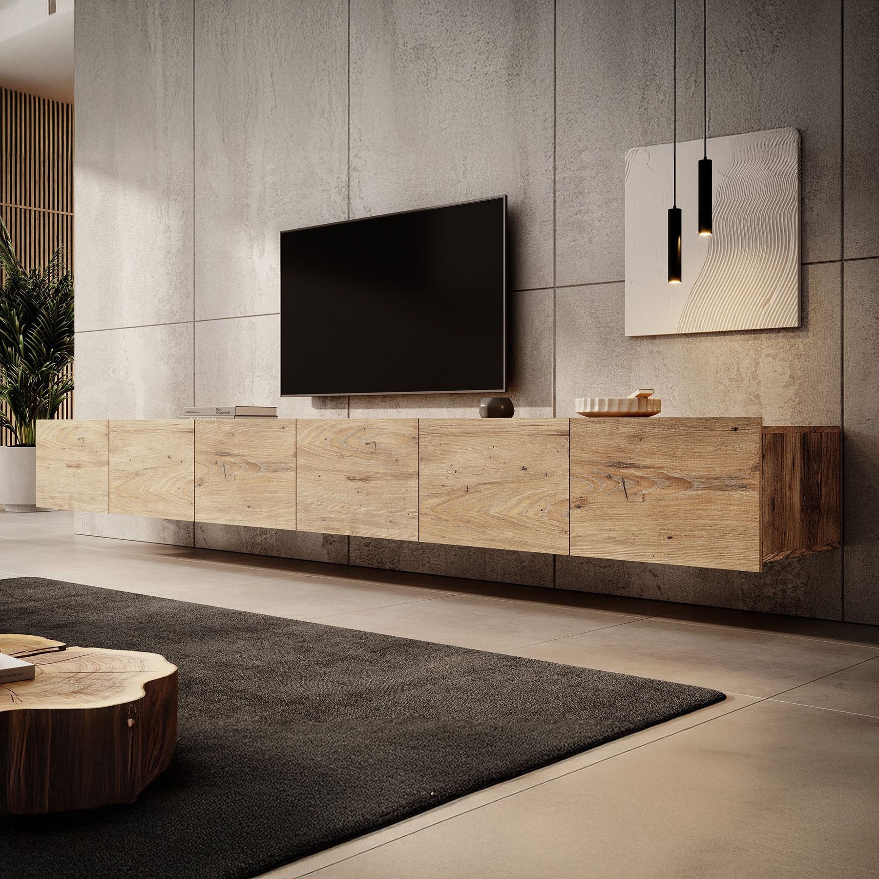 Calabas - TV-Meubel met 6 deuren - Kastanje - 300x43x37 cm