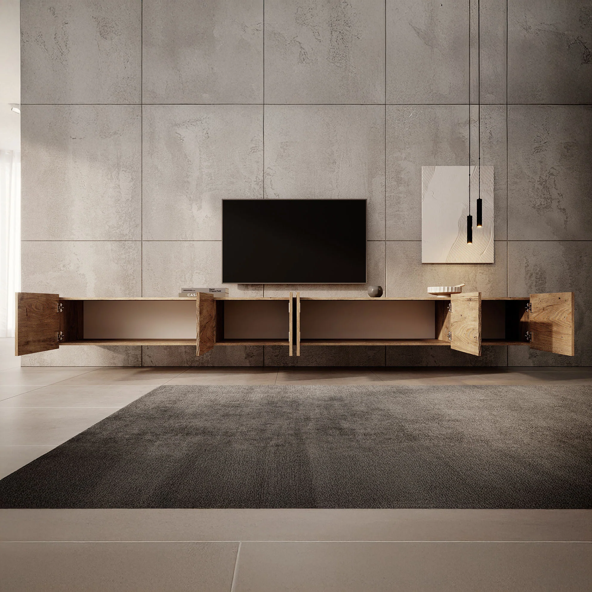 Calabas - TV-Meubel met 6 deuren - Kastanje - 300x43x37 cm - Image 2