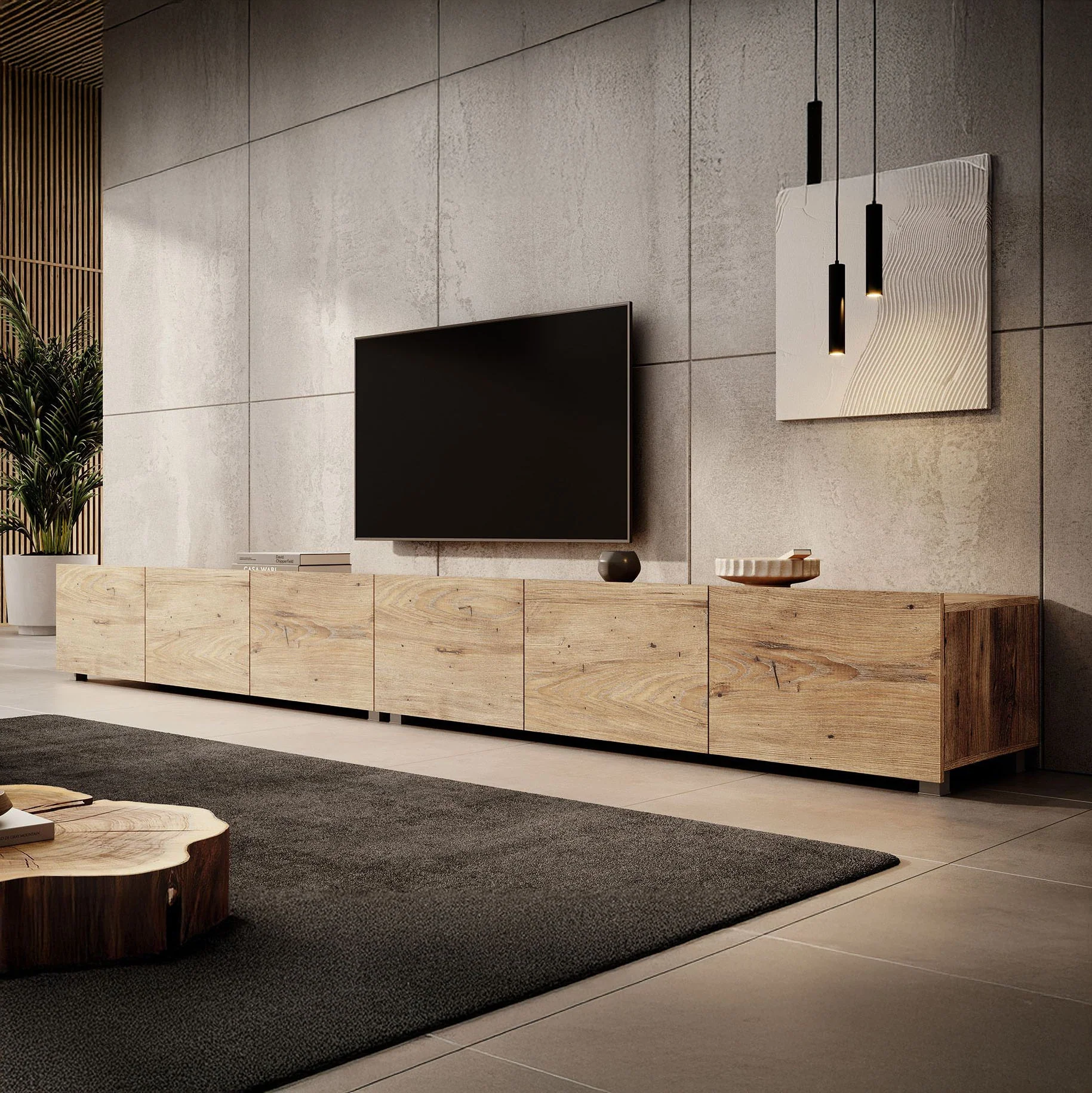 Calabas - TV-Meubel met 6 deuren - Kastanje - 300x43x37 cm - Image 3