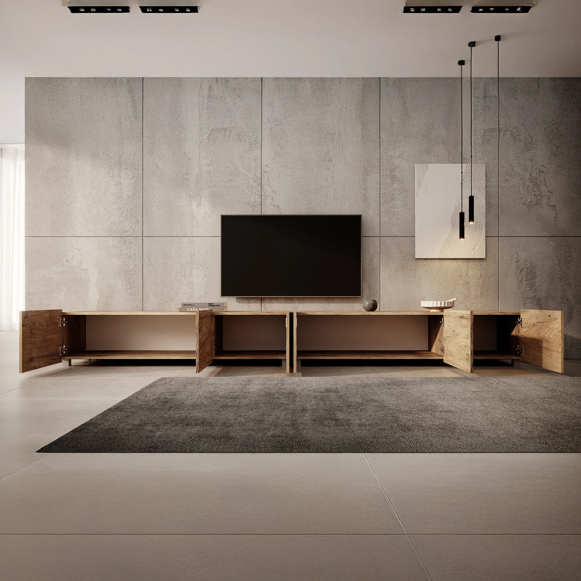 Calabas - TV-Meubel met 6 deuren - Kastanje - 300x43x37 cm - Image 4