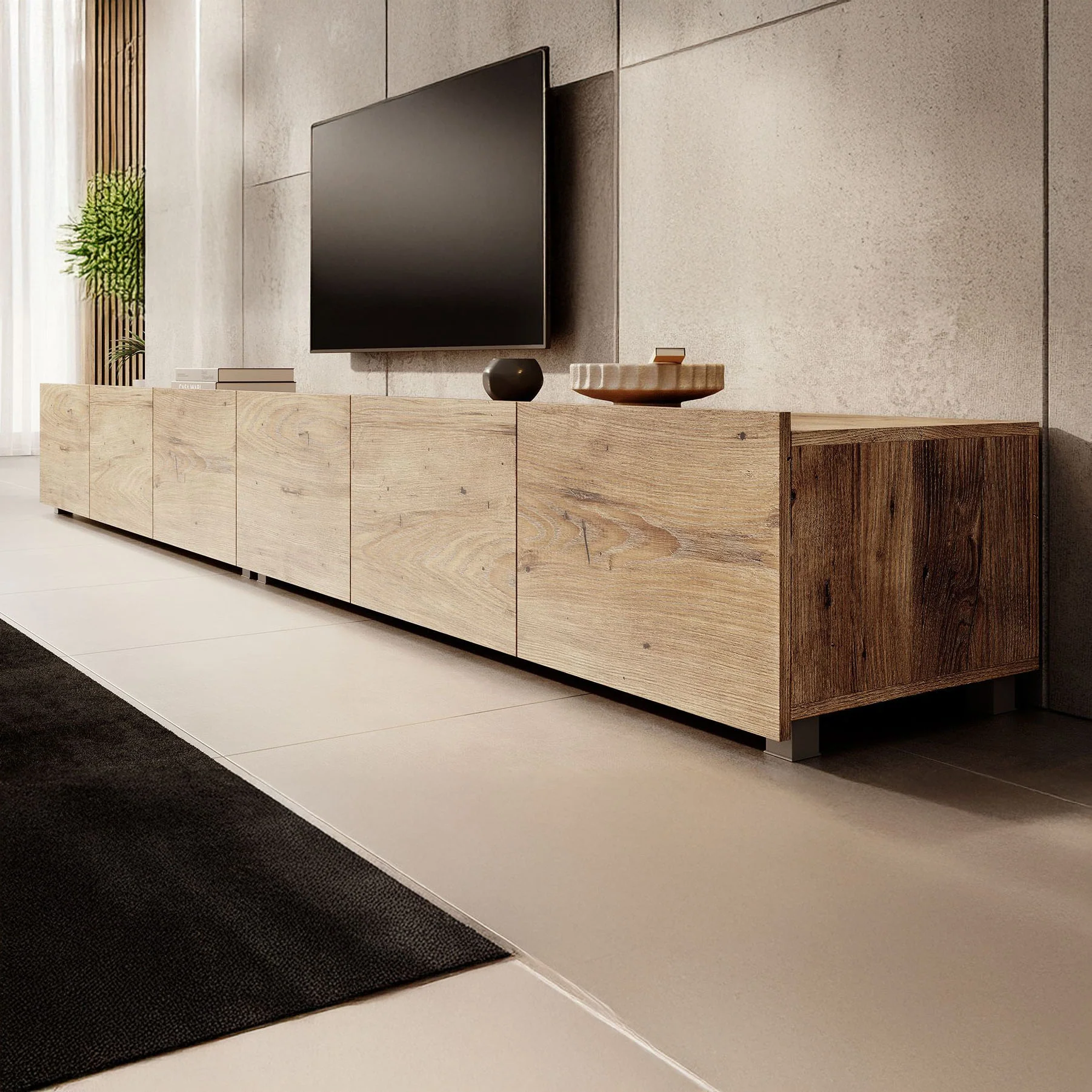 Calabas - TV-Meubel met 6 deuren - Kastanje - 300x43x37 cm - Image 8