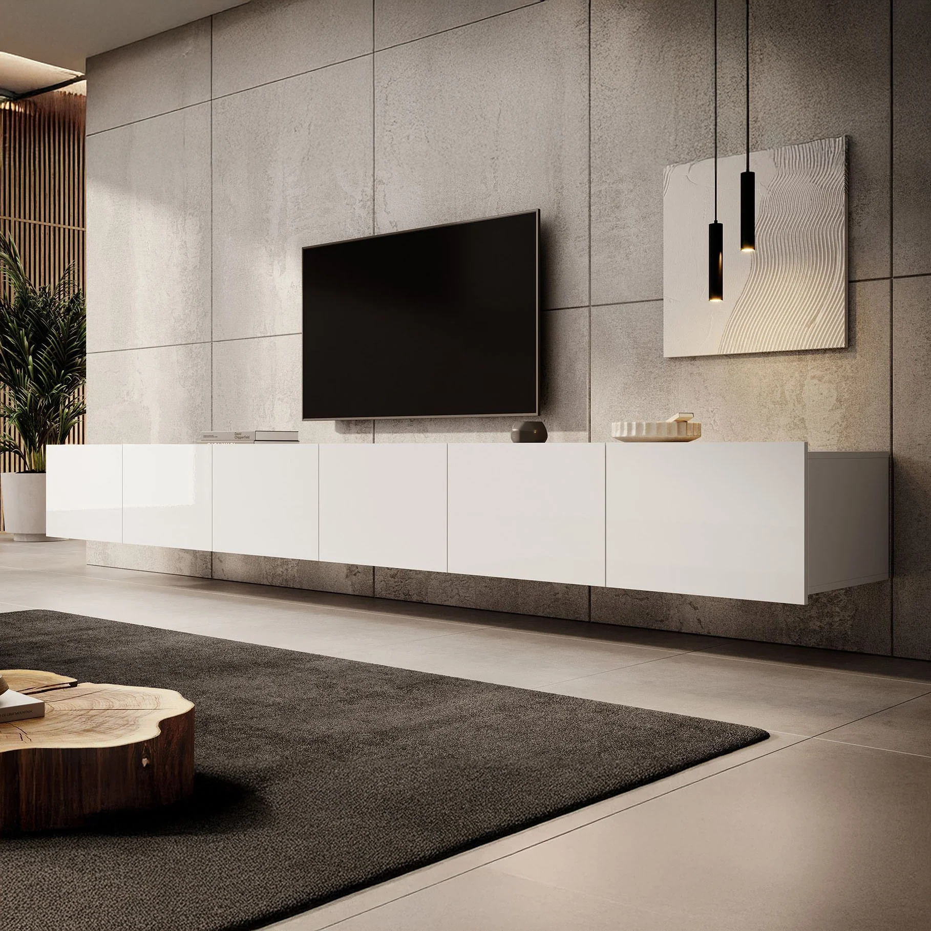 Calabas - TV-Meubel met 6 deuren - Wit - 300x43x37 cm