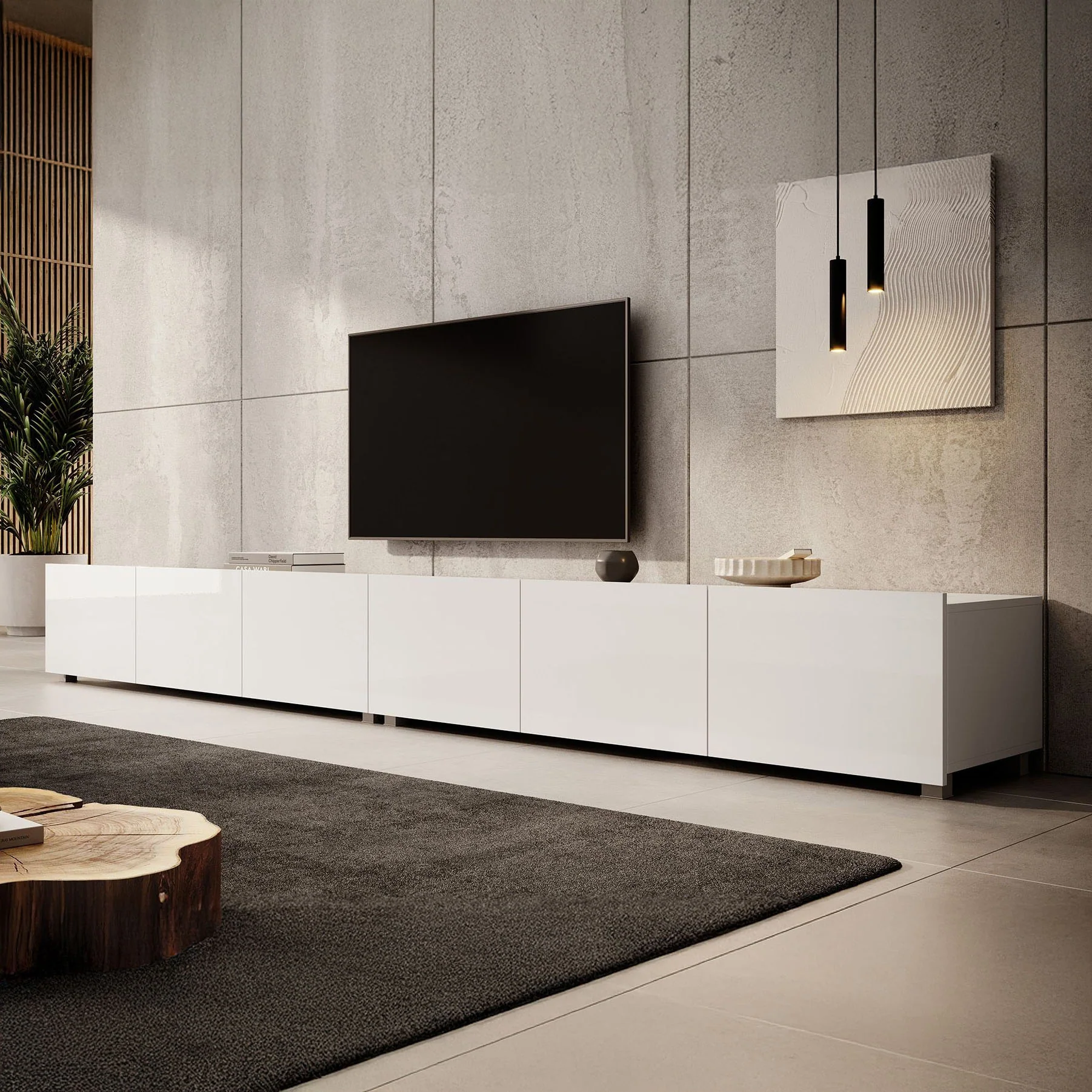 Calabas - TV-Meubel met 6 deuren - Wit - 300x43x37 cm - Image 3