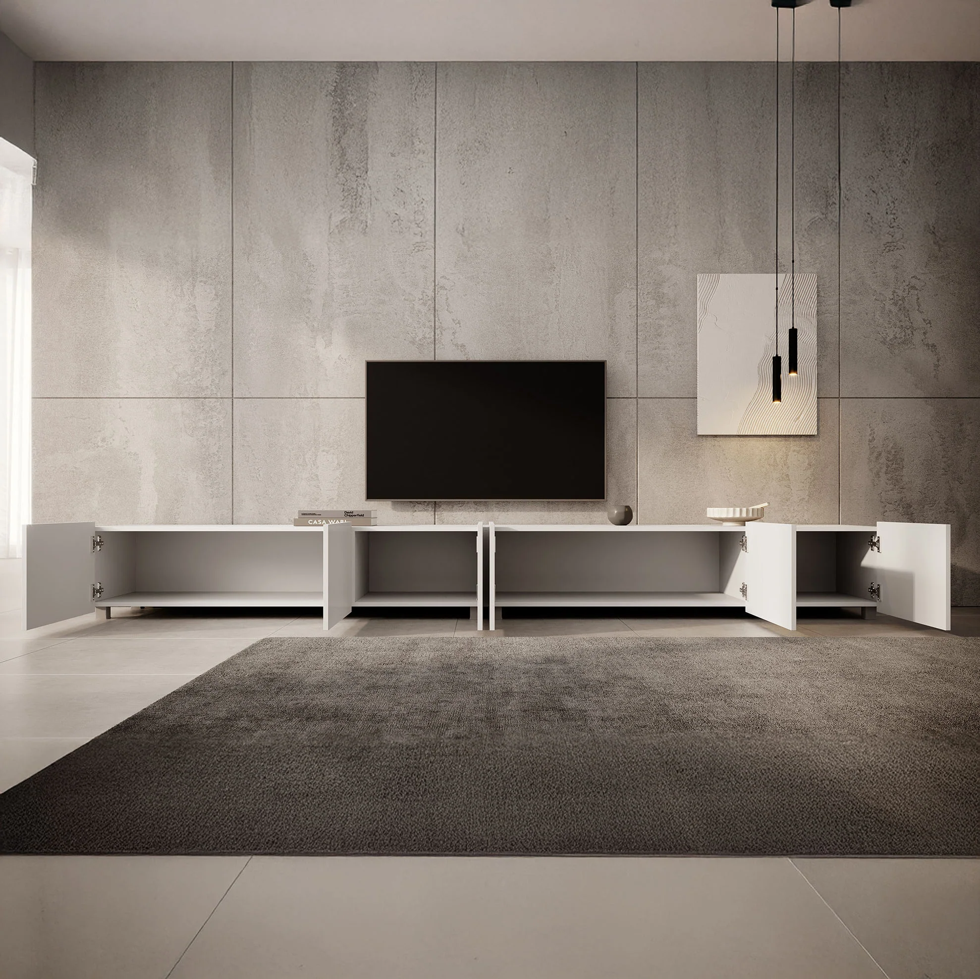 Calabas - TV-Meubel met 6 deuren - Wit - 300x43x37 cm - Image 4