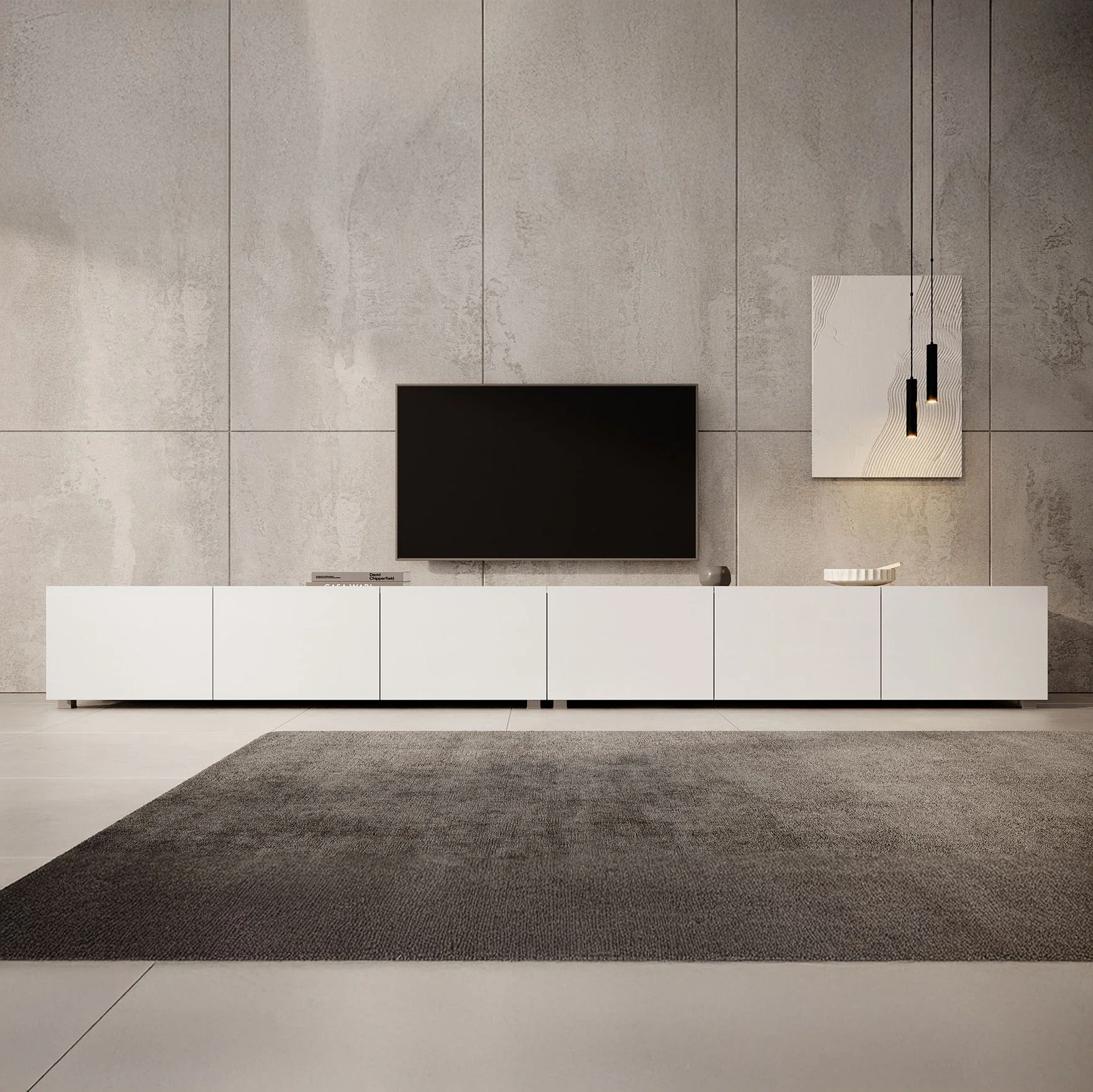 Calabas - TV-Meubel met 6 deuren - Wit - 300x43x37 cm - Image 6