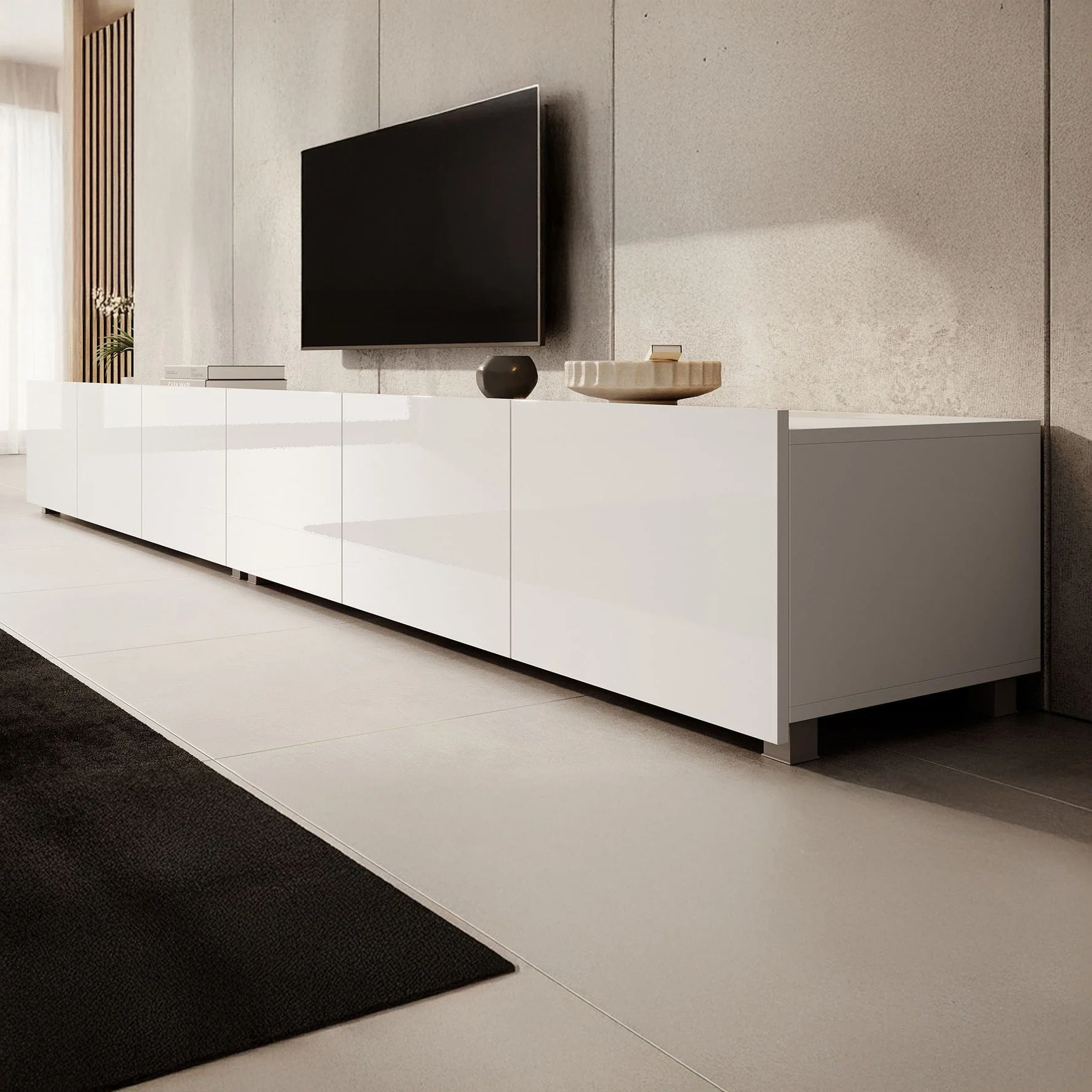Calabas - TV-Meubel met 6 deuren - Wit - 300x43x37 cm - Image 8