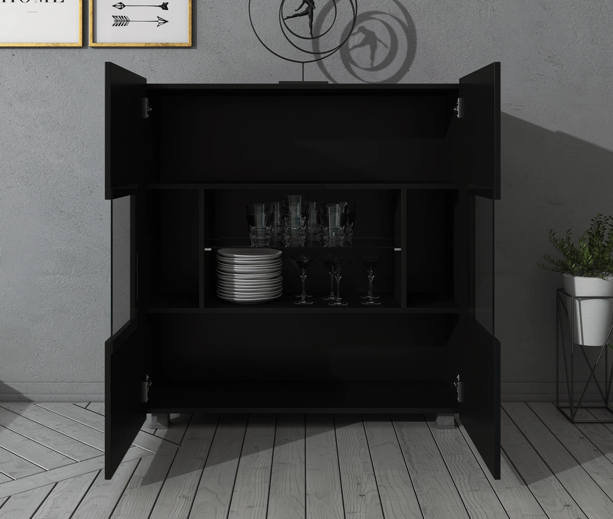 Calgary - Dressoir - Zwart - 100x35x107 cm - Image 3