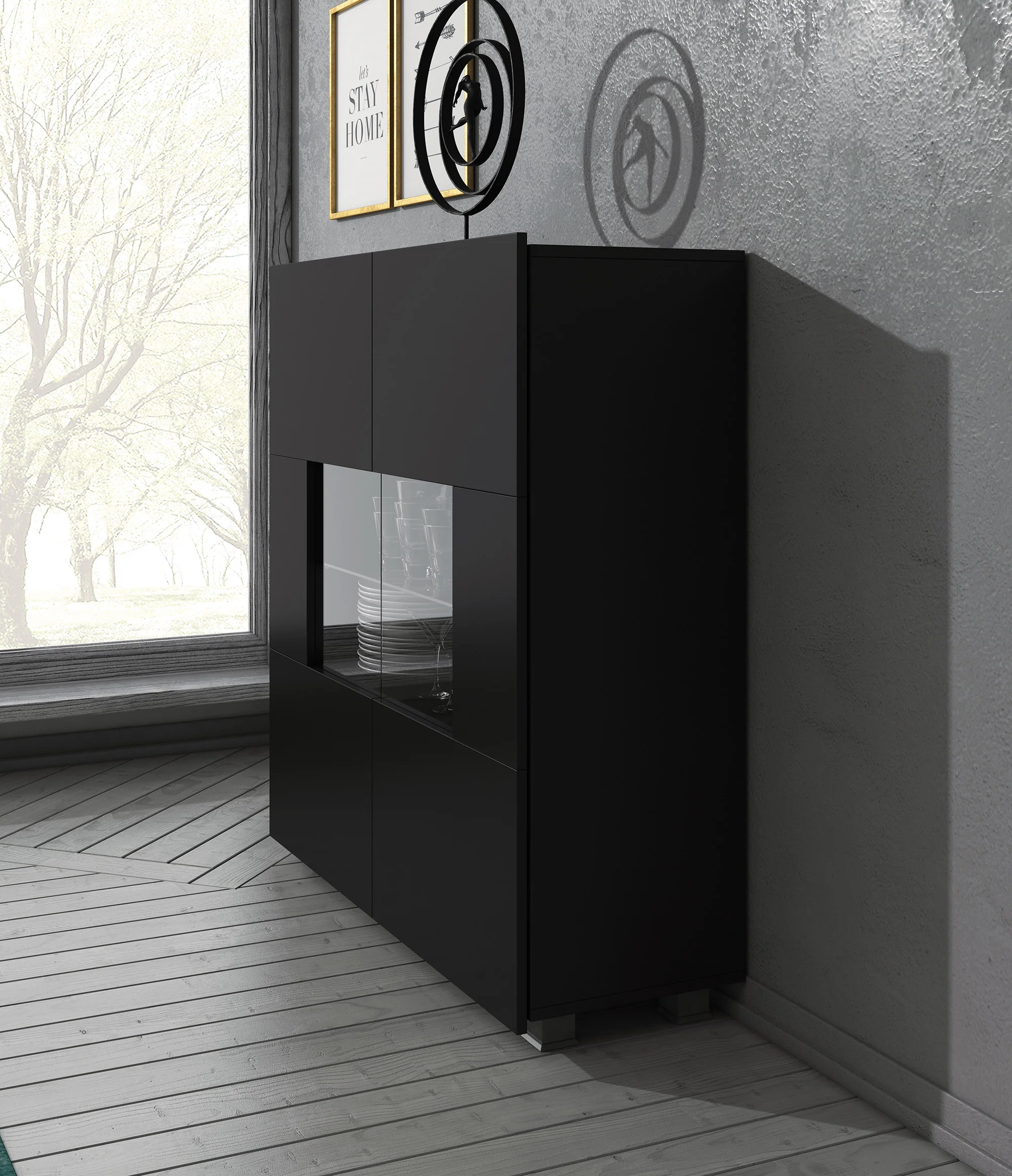 Calgary - Dressoir - Zwart - 100x35x107 cm - Image 4