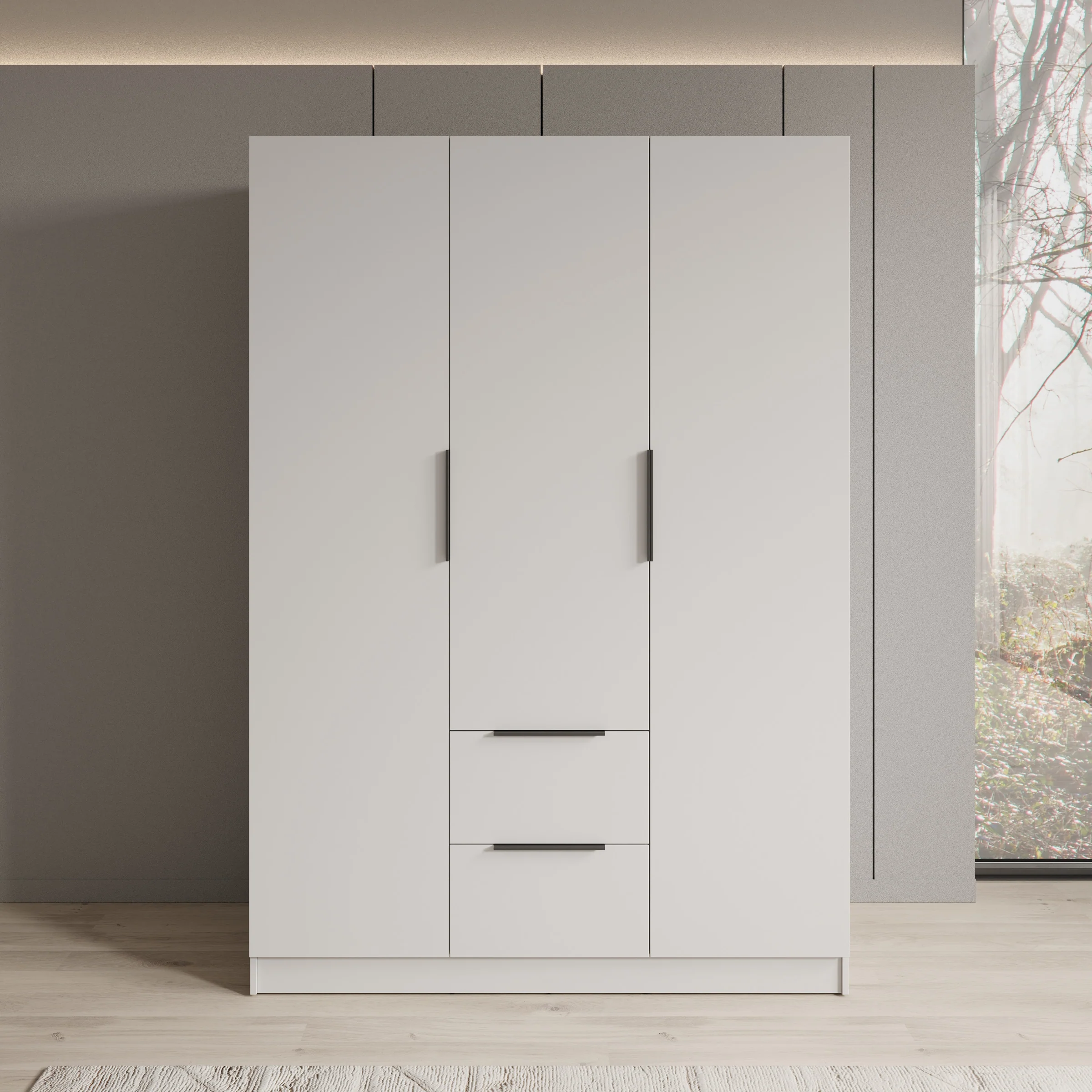 Caliero - Kledingkast 3-deurs - Wit - 150x60x216 cm - Image 3