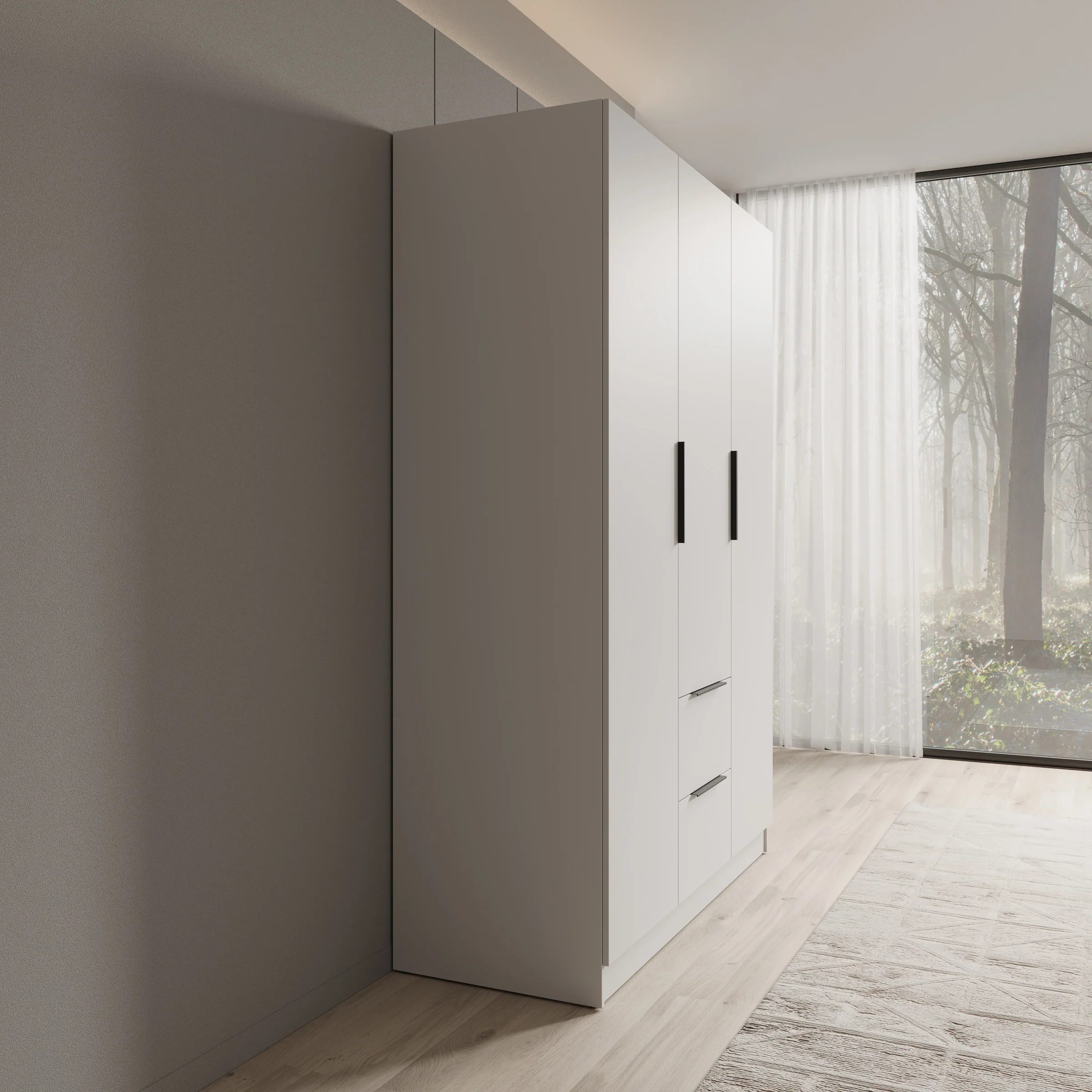 Caliero - Kledingkast 3-deurs - Wit - 150x60x216 cm - Image 4